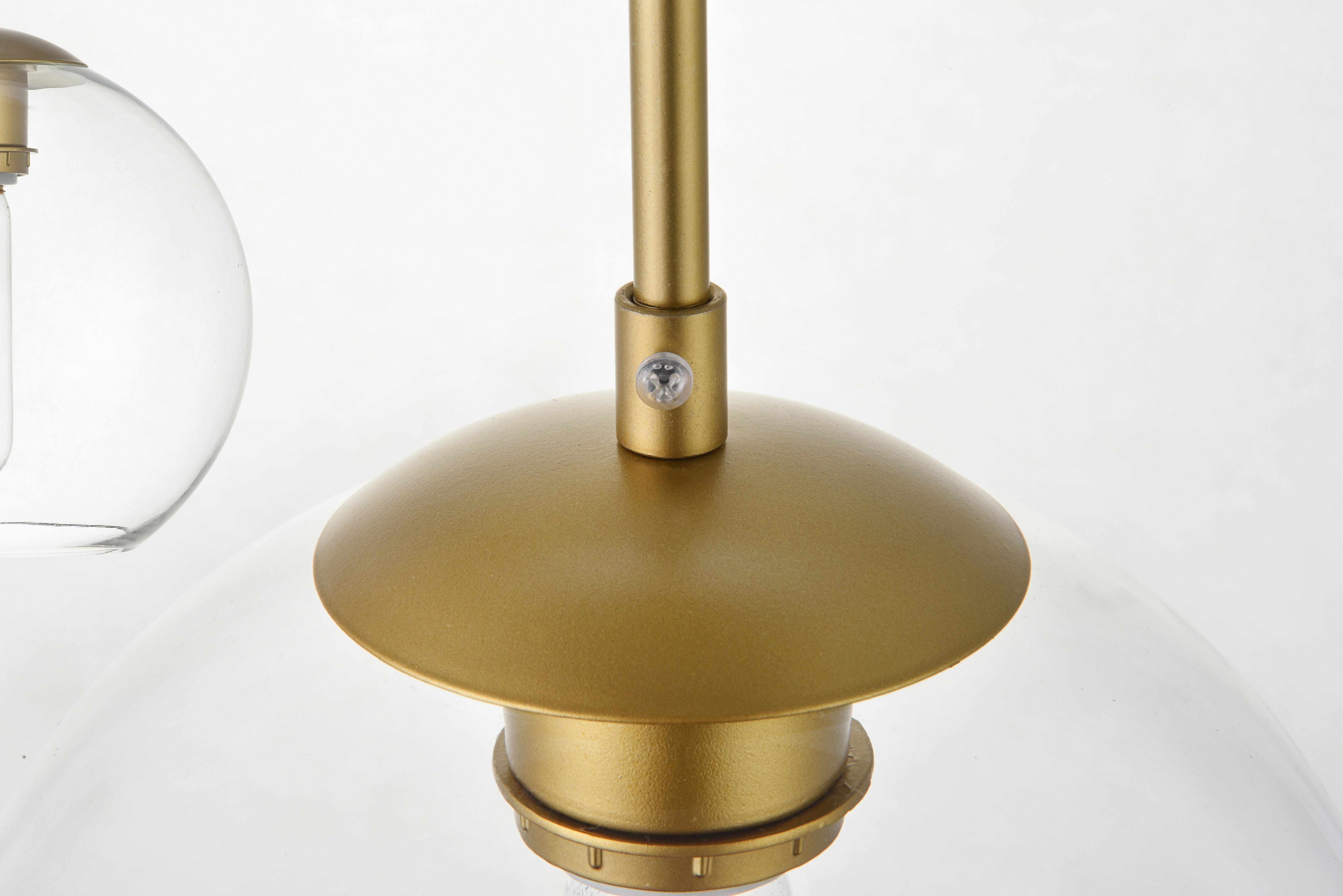 Living District Baxter 5 Lights Brass Pendant With Clear Glass, Brass/Clear, large