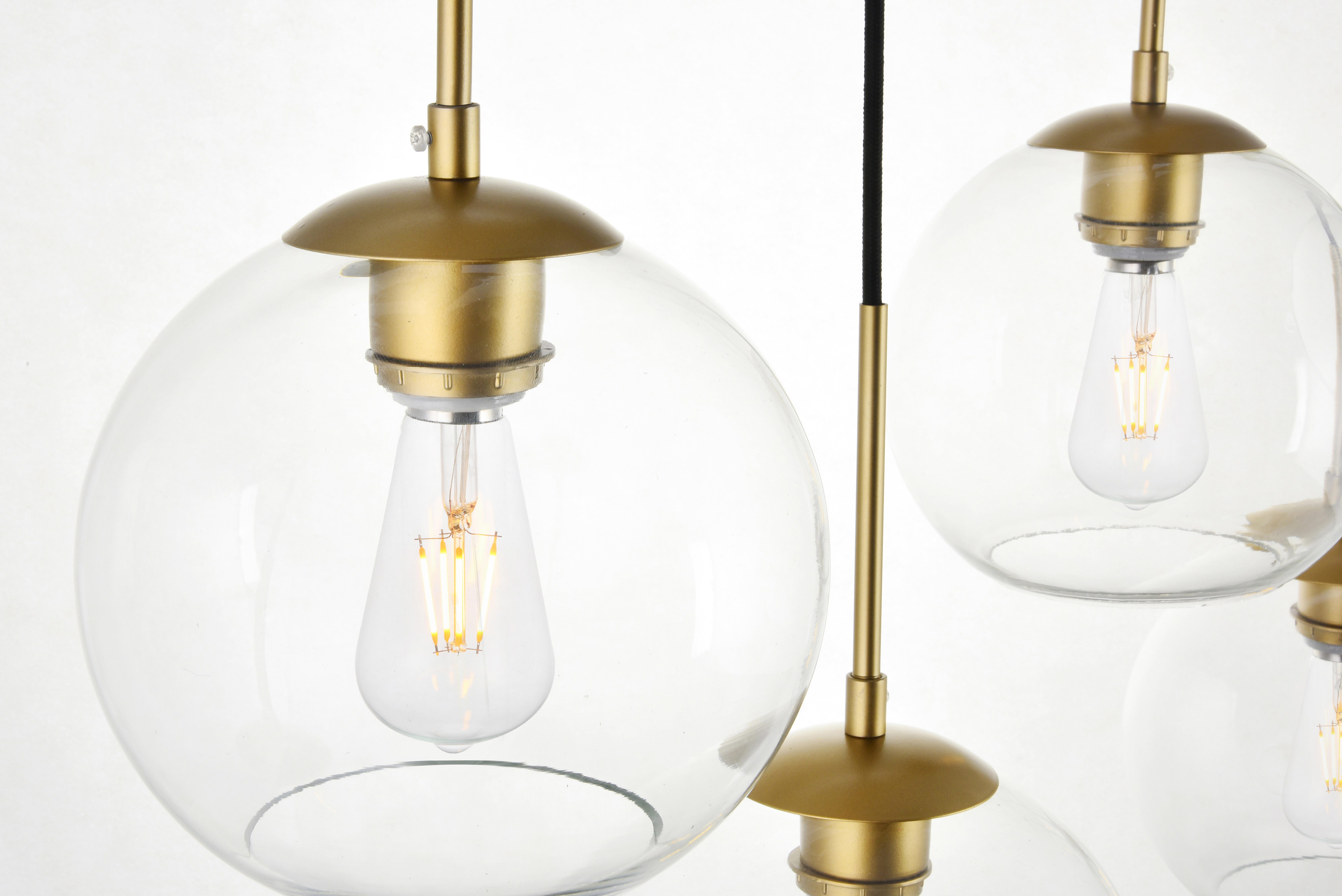 Living District Baxter 7 Lights Brass Pendant With Clear Glass, Brass/Clear, large
