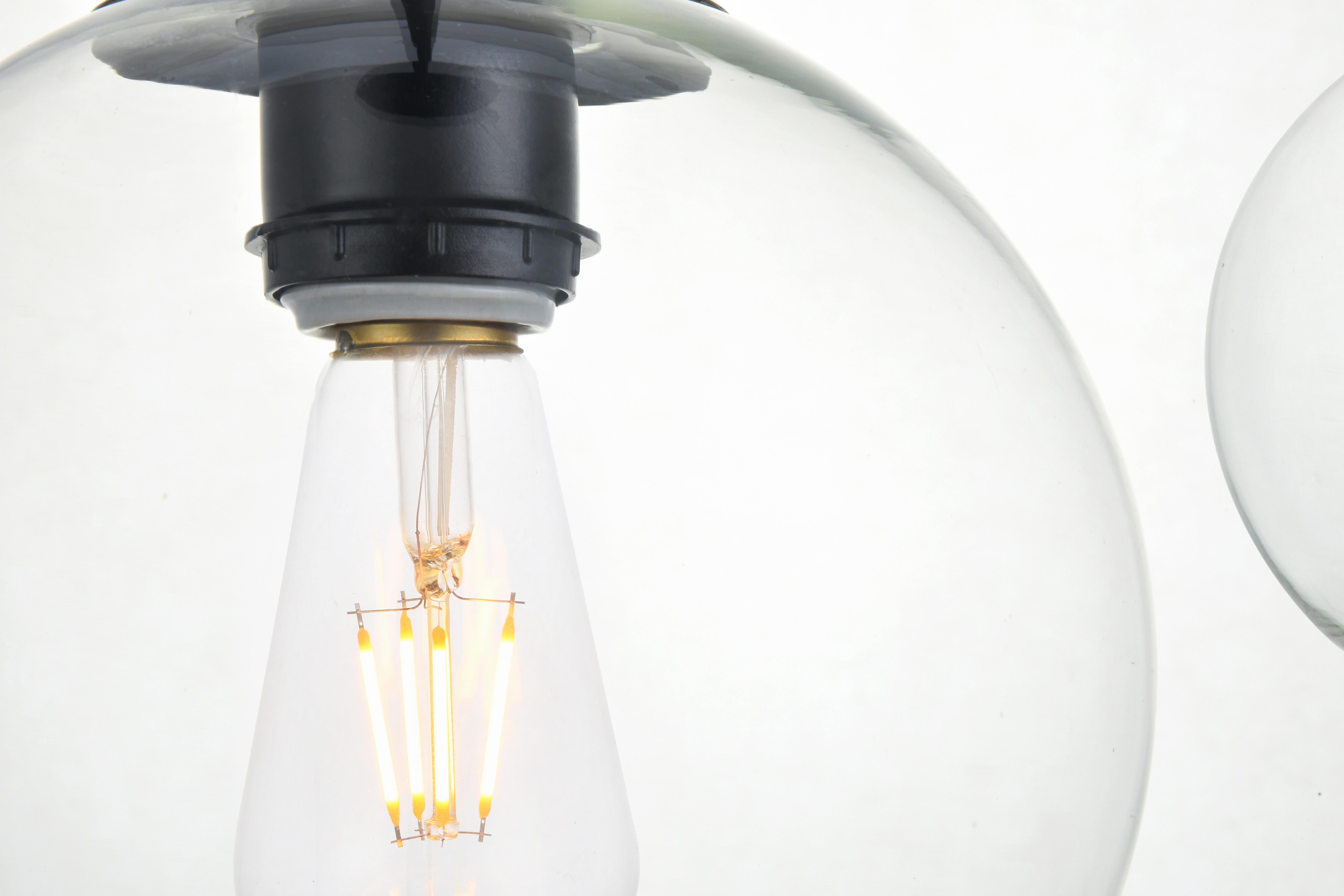 Living District Baxter 3 Lights Black Pendant With Clear Glass, Black/Clear, large