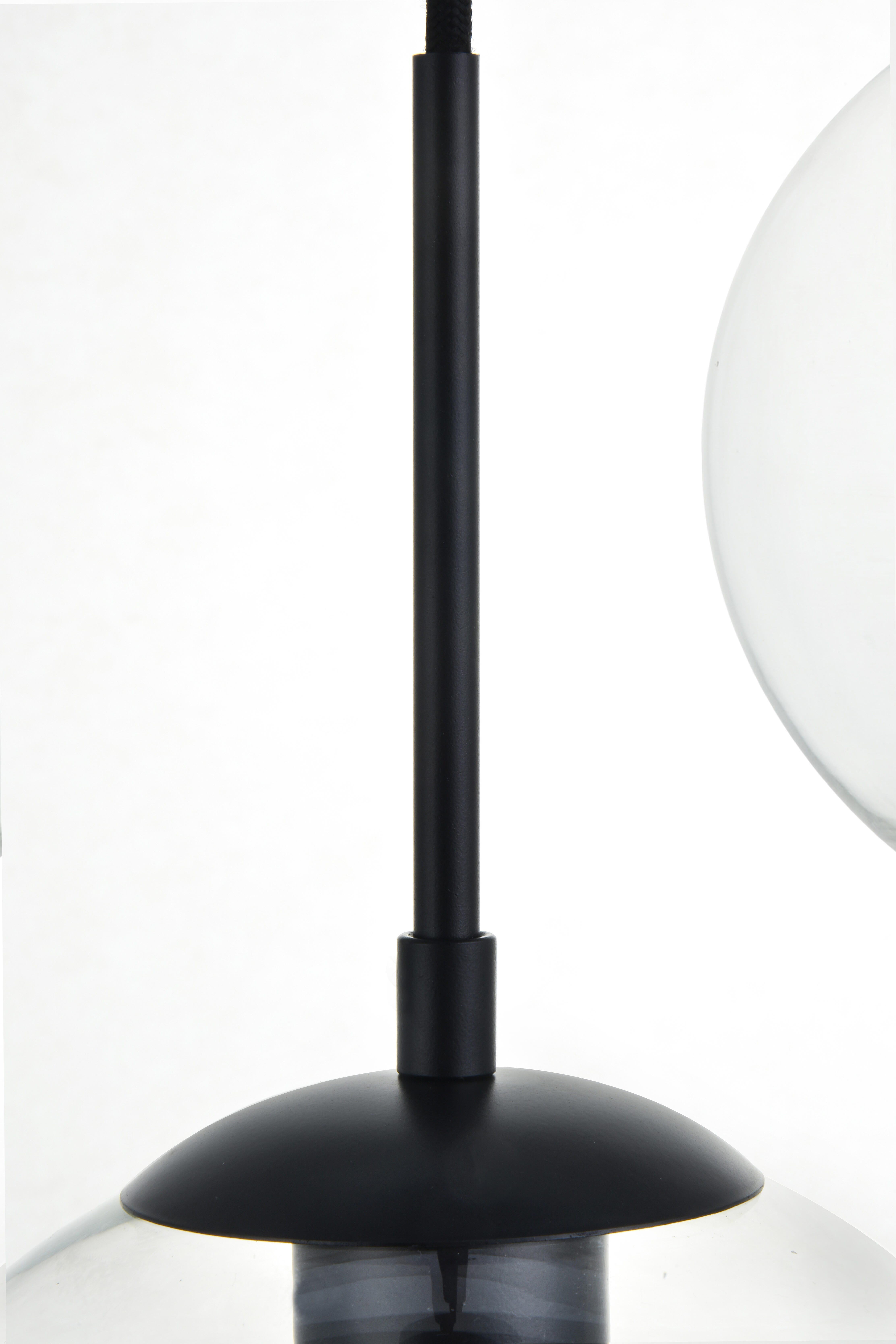 Living District Baxter 3 Lights Black Pendant With Clear Glass, Black/Clear, large
