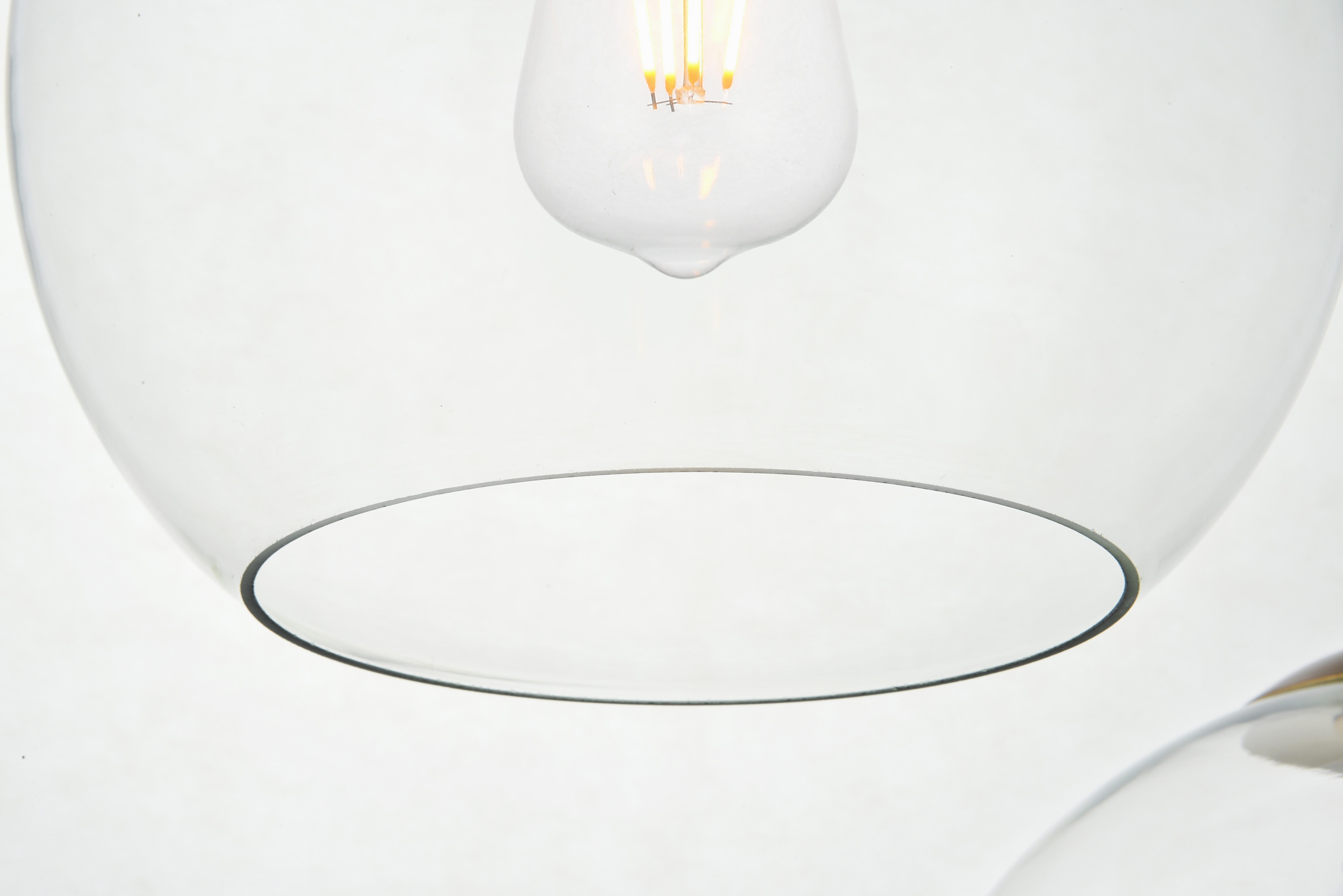 Living District Baxter 3 Lights Brass Pendant With Clear Glass, Brass/Clear, large