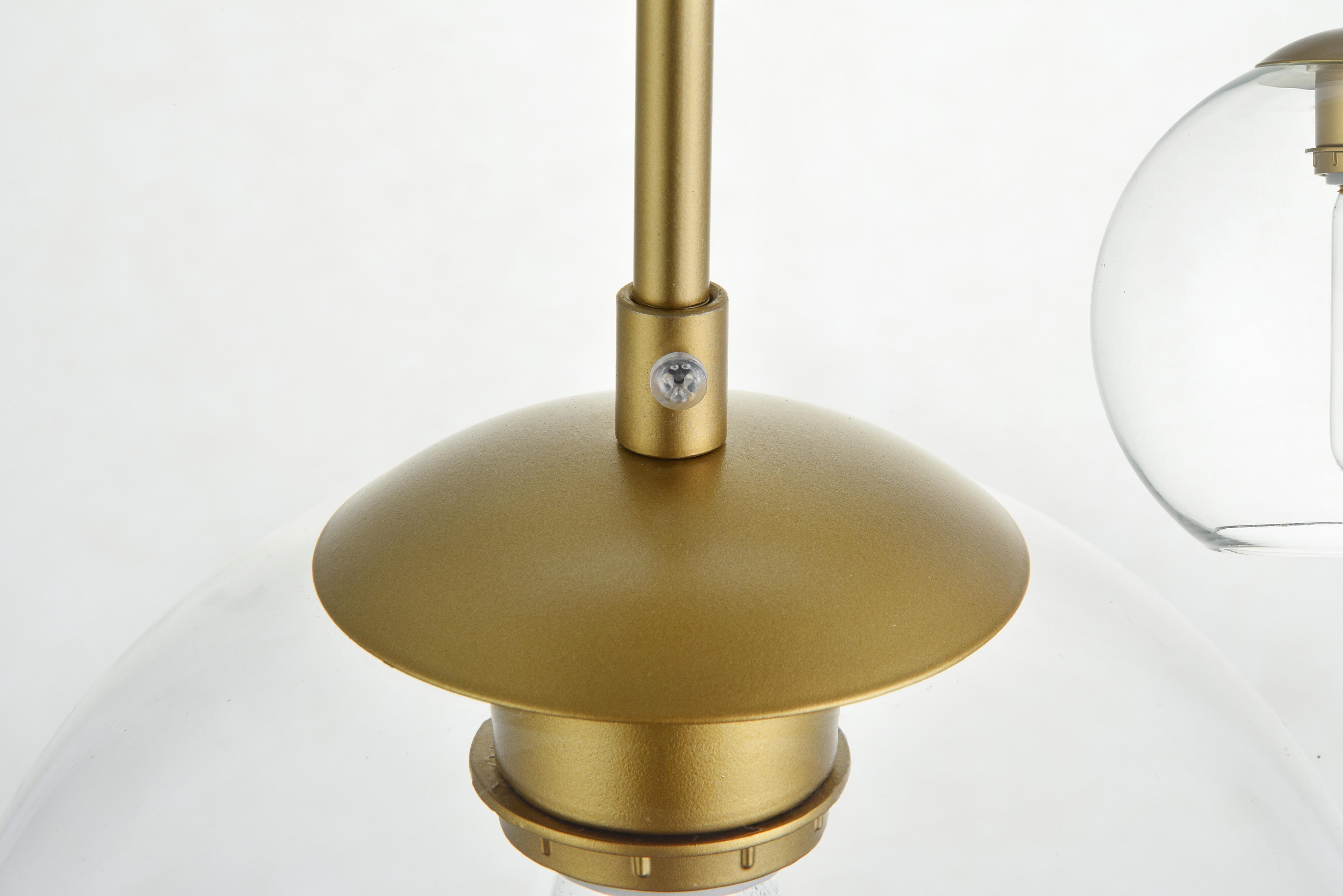 Living District Baxter 3 Lights Brass Pendant With Clear Glass, Brass/Clear, large