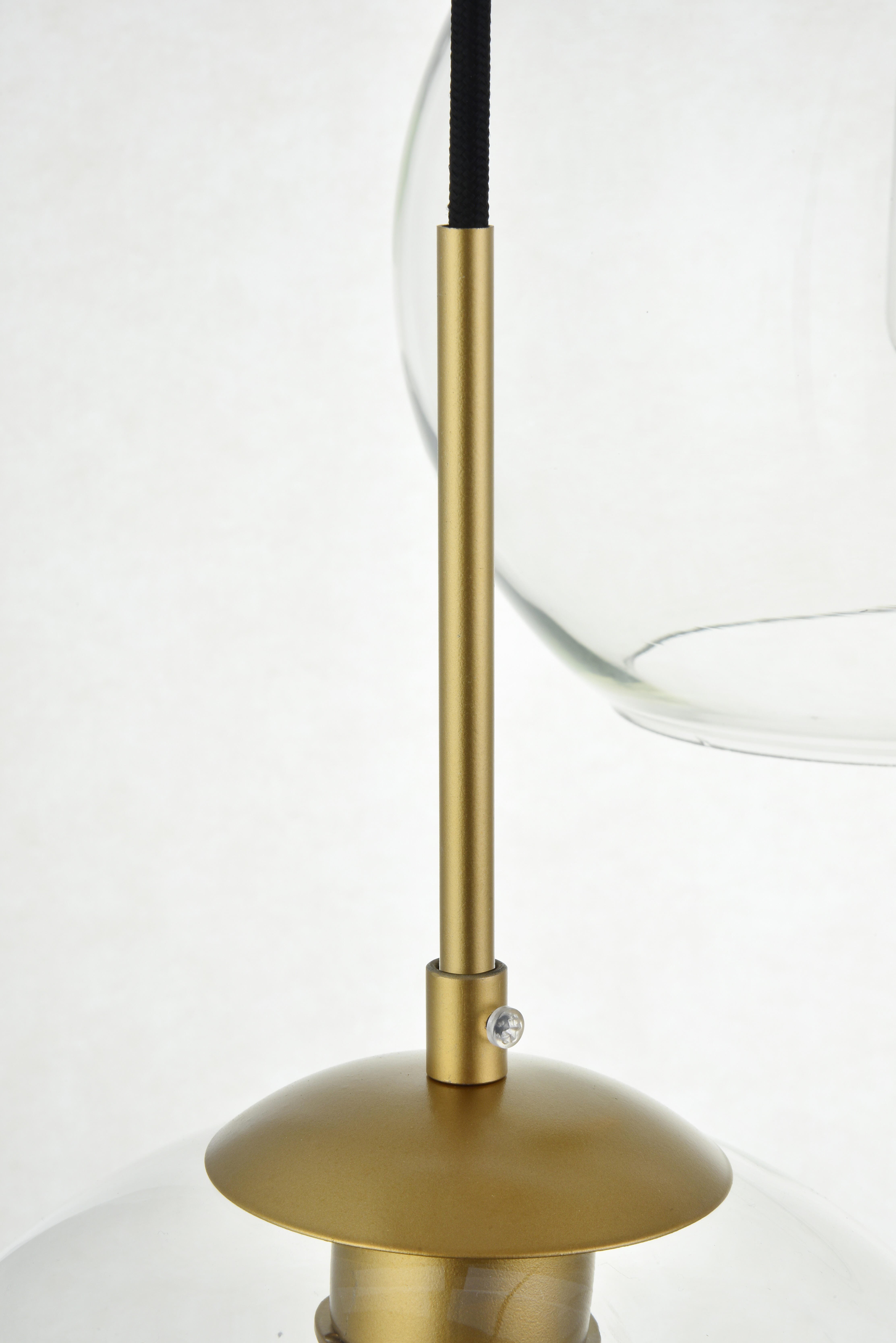 Living District Baxter 3 Lights Brass Pendant With Clear Glass, Brass/Clear, large