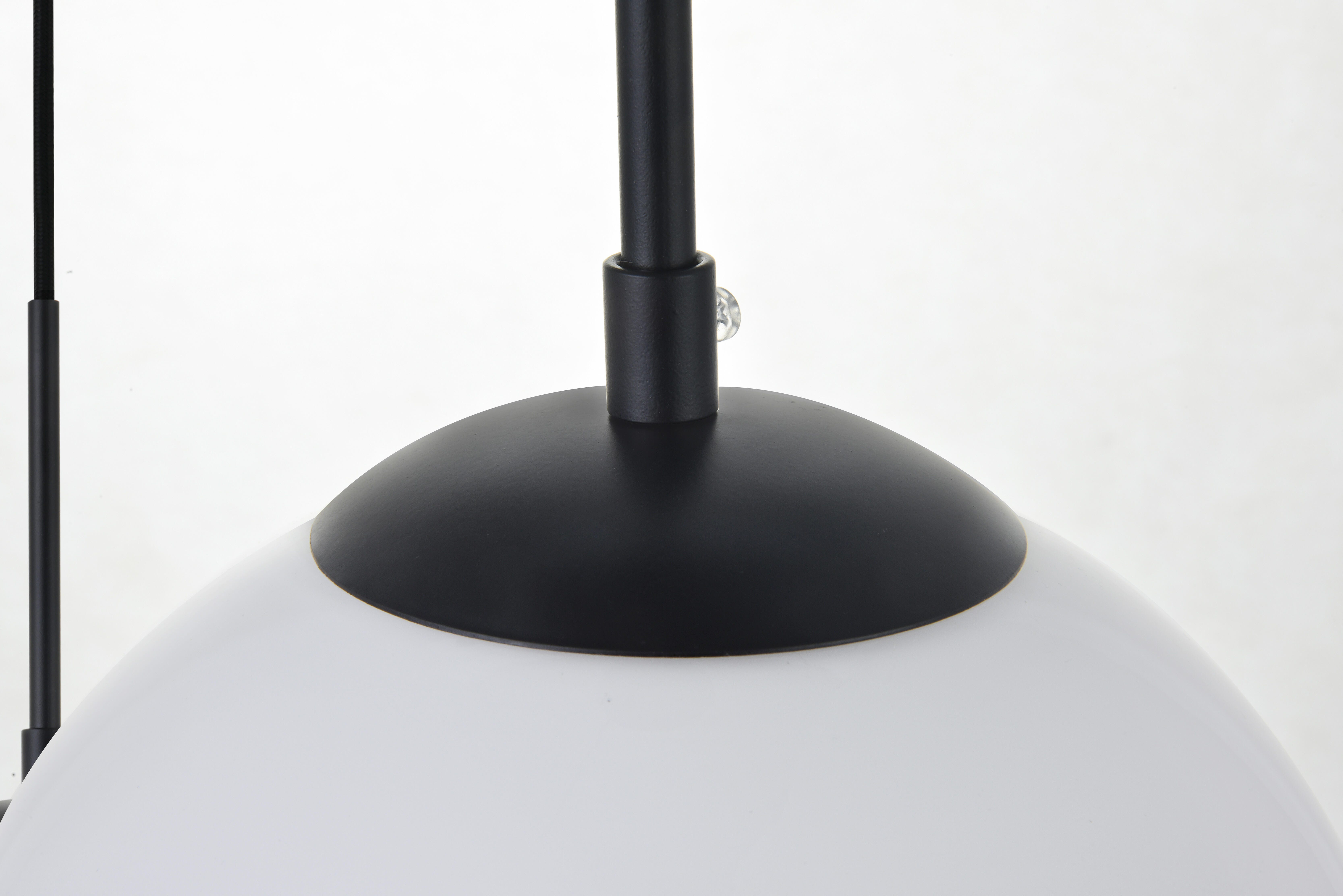 Living District Baxter 3 Lights Black Pendant With Frosted White Glass, Black/Frosted White, large