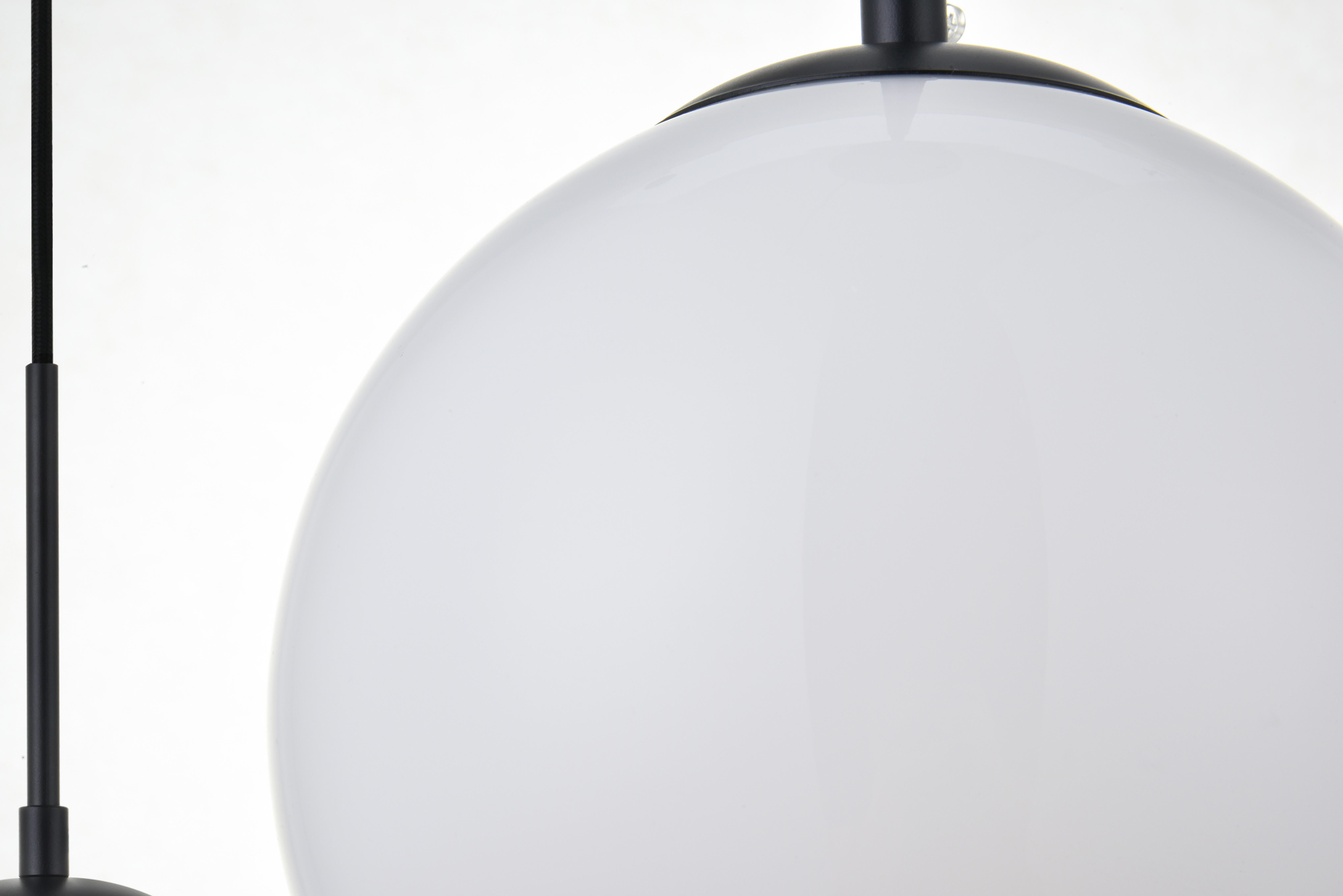 Living District Baxter 3 Lights Black Pendant With Frosted White Glass, Black/Frosted White, large