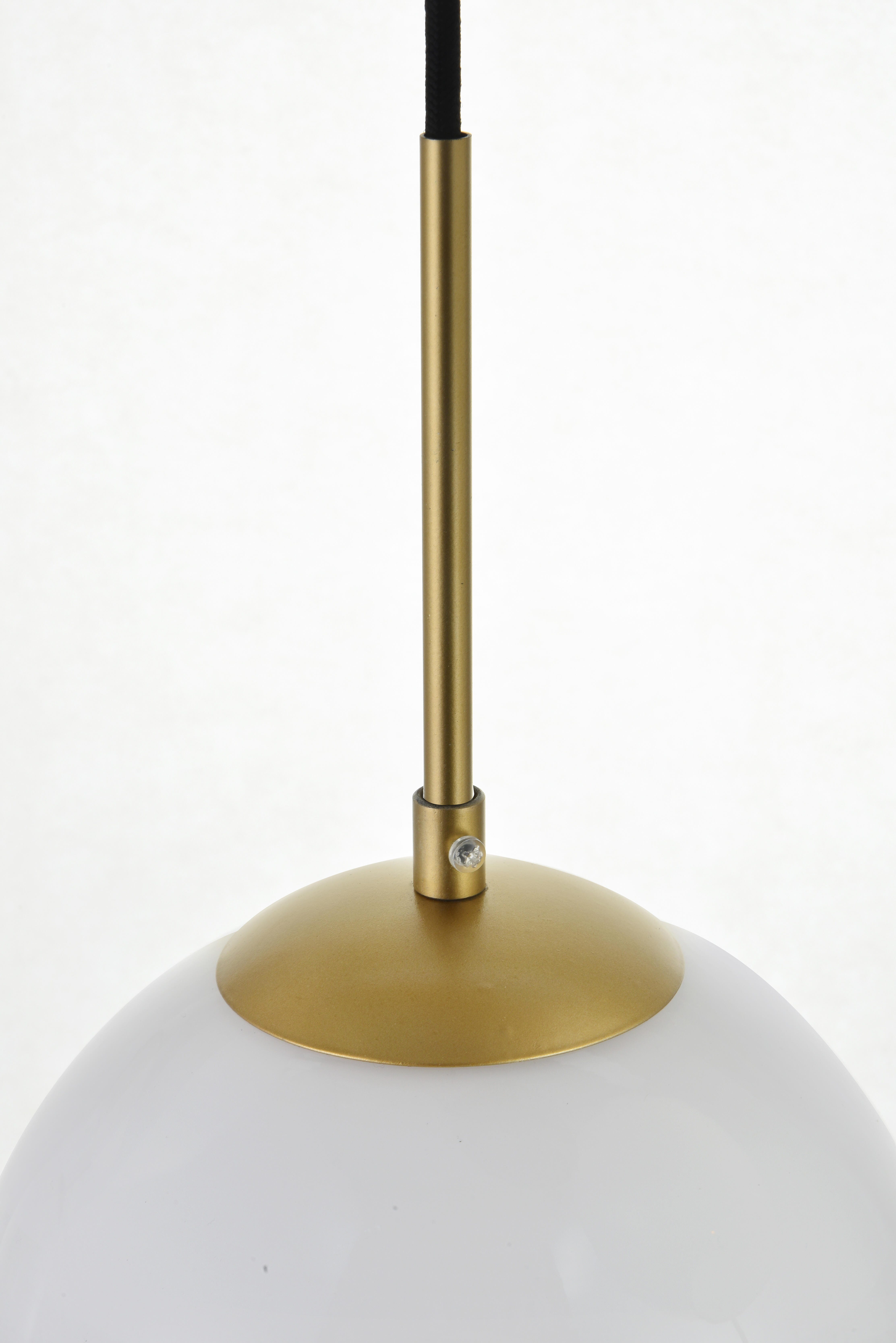 Living District Baxter 3 Lights Brass Pendant With Frosted White Glass, Brass/Frosted White, large