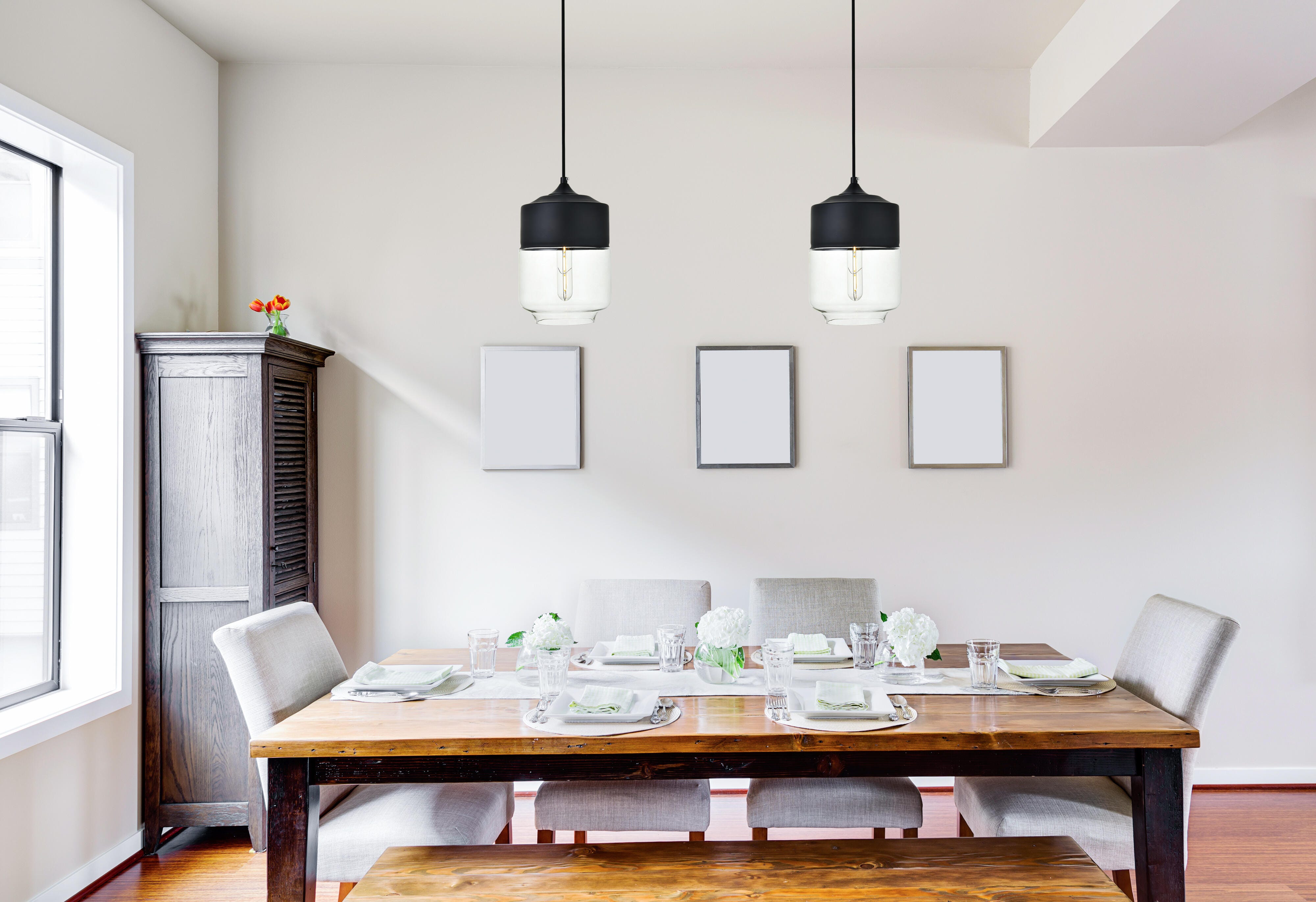 Living District Ashwell 1 Light Black Pendant With Clear Glass, , rollover