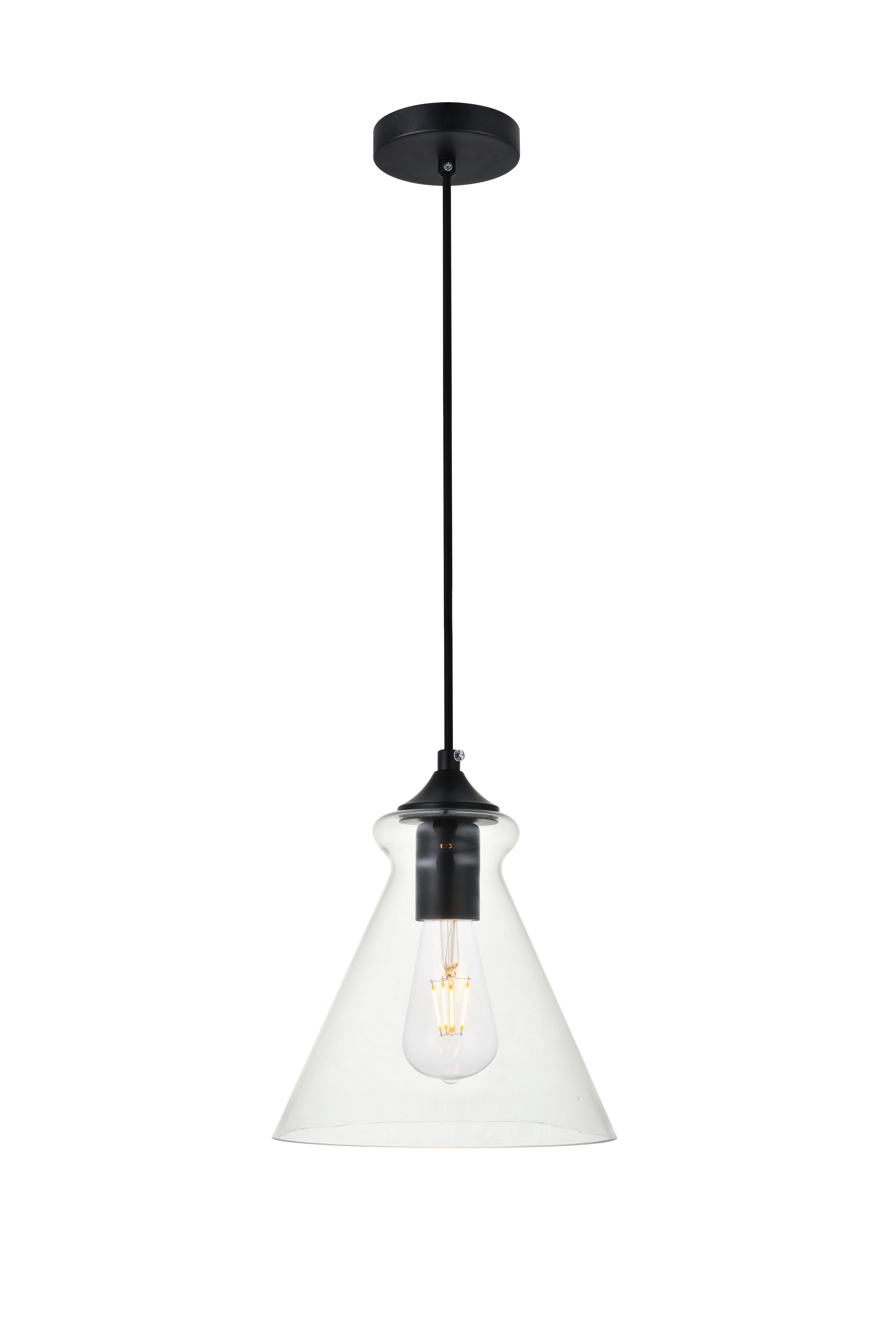 Living District Destry 1 Light Black Pendant With Clear Glass, Black/Clear, large