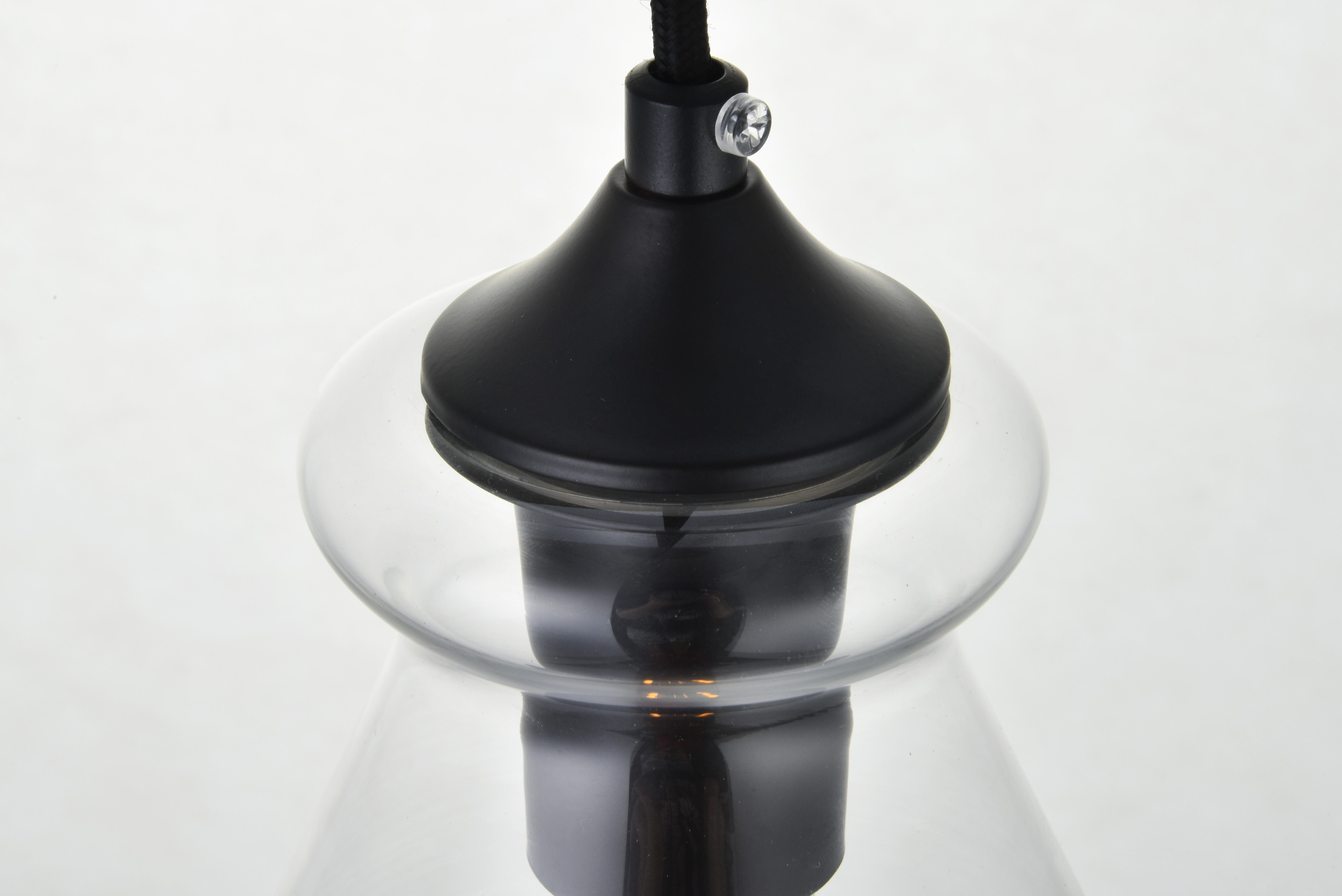 Living District Destry 1 Light Black Pendant With Clear Glass, Black/Clear, large