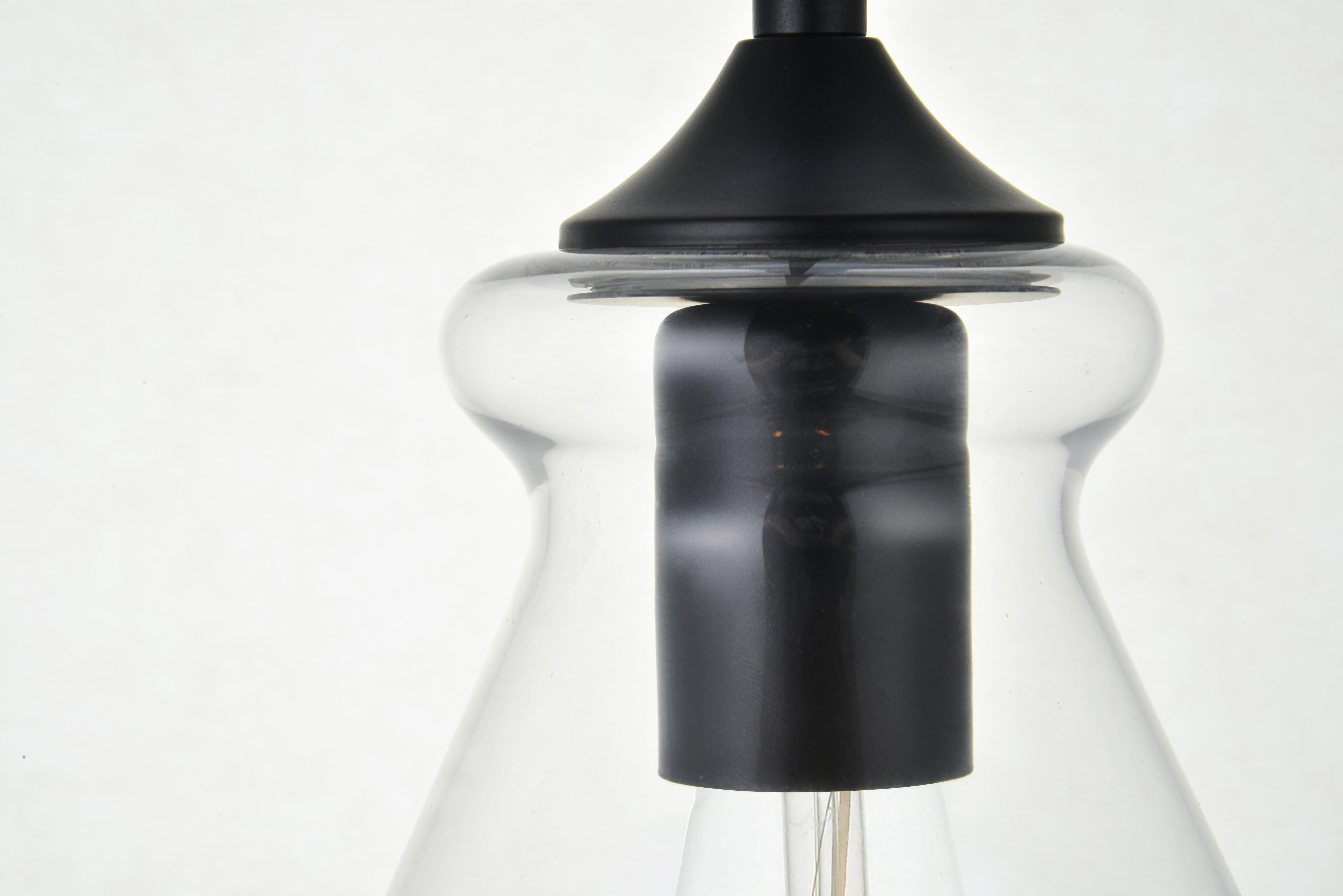 Living District Destry 1 Light Black Pendant With Clear Glass, Black/Clear, large