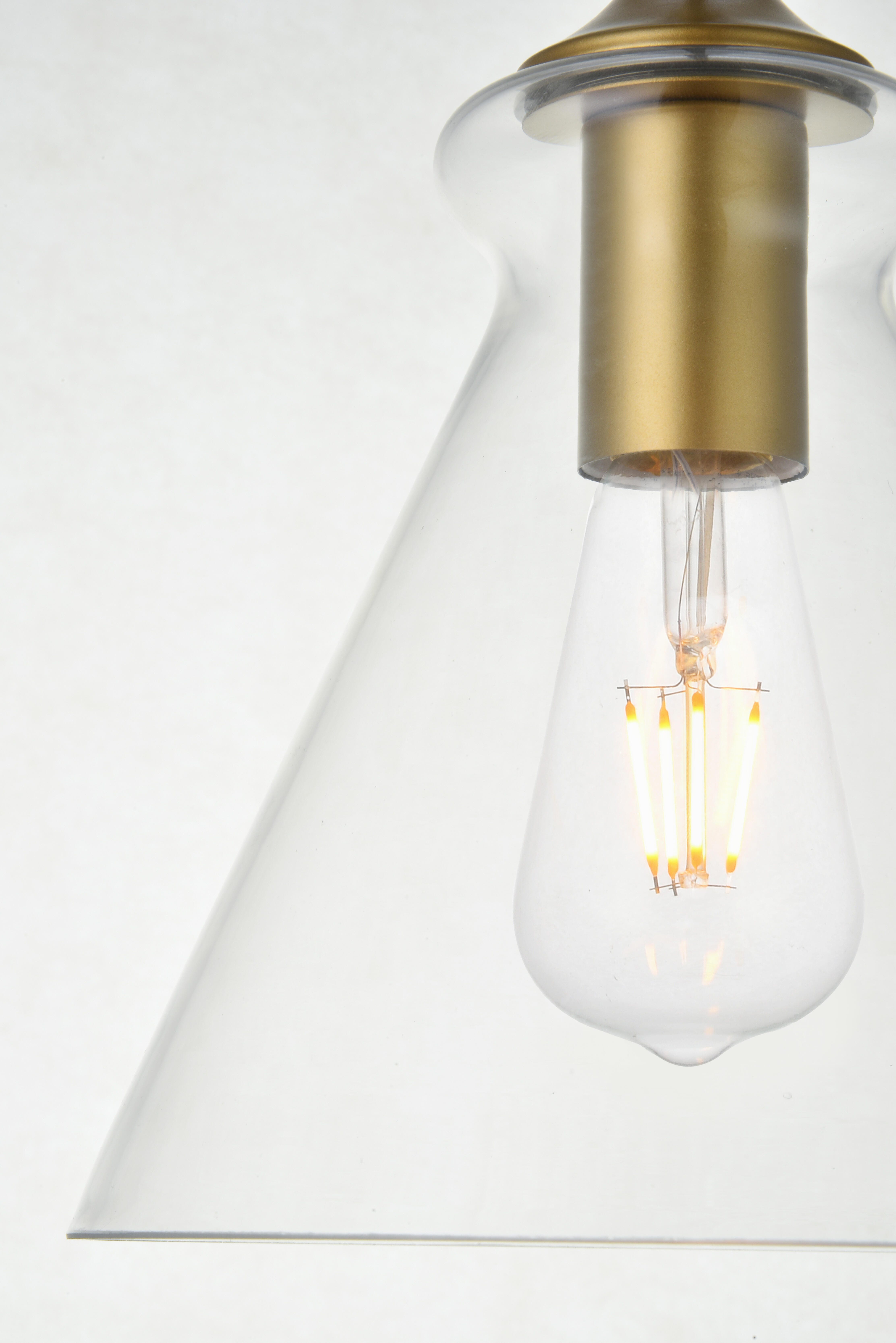 Living District Destry 1 Light Brass Pendant With Clear Glass, Brass/Clear, large