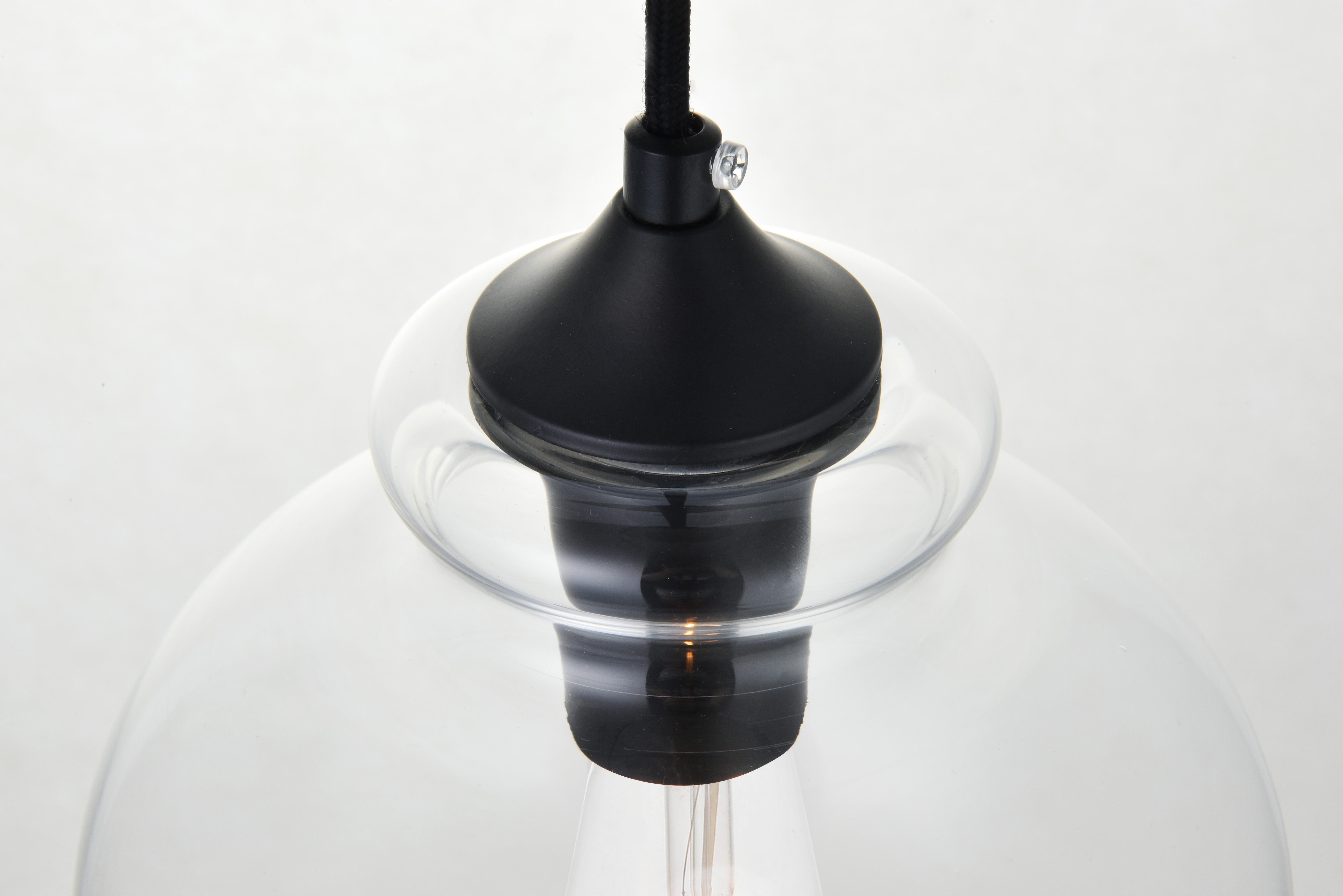 Living District Destry 1 Light Black Pendant With Clear Glass, Black/Clear, large