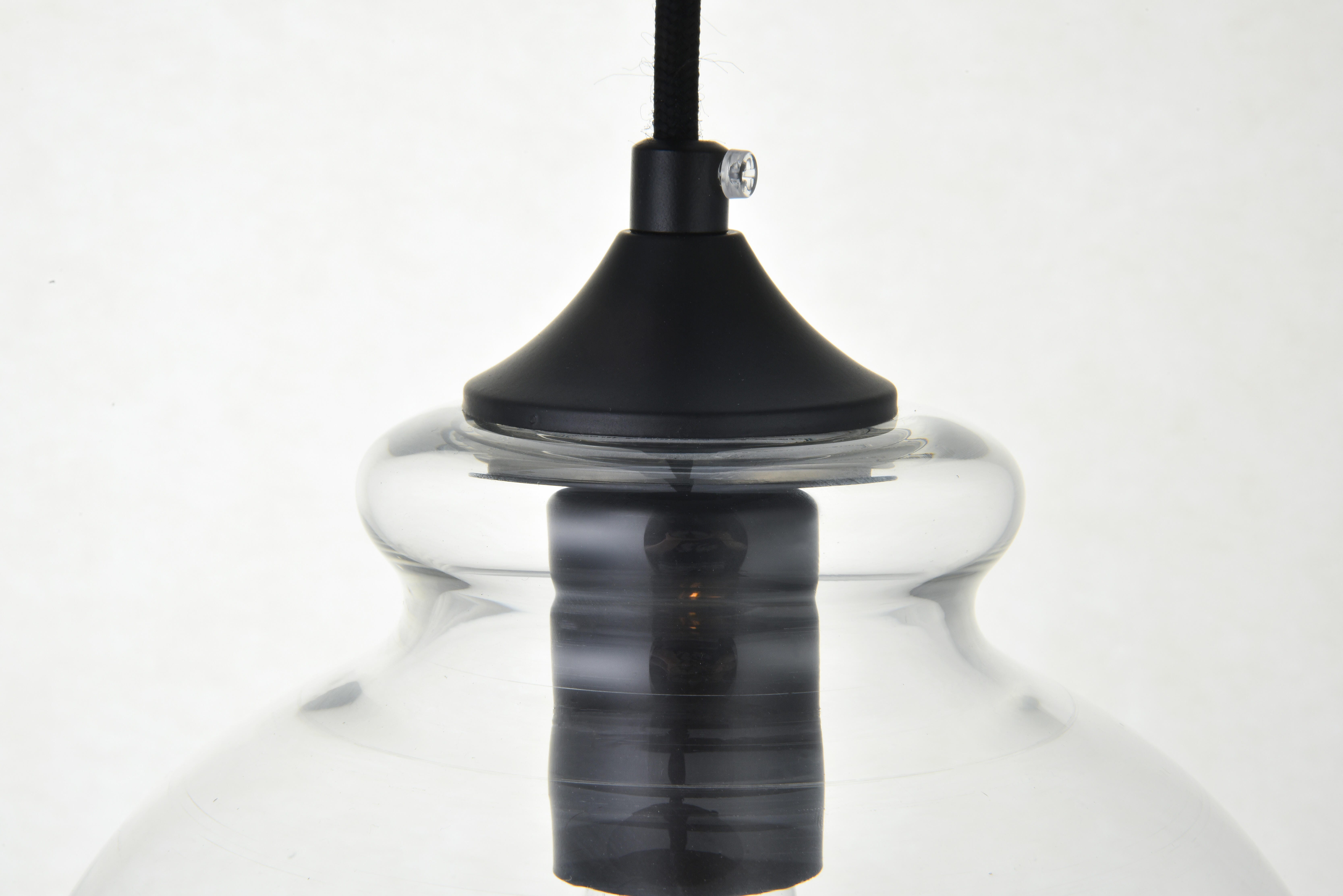 Living District Destry 1 Light Black Pendant With Clear Glass, Black/Clear, large