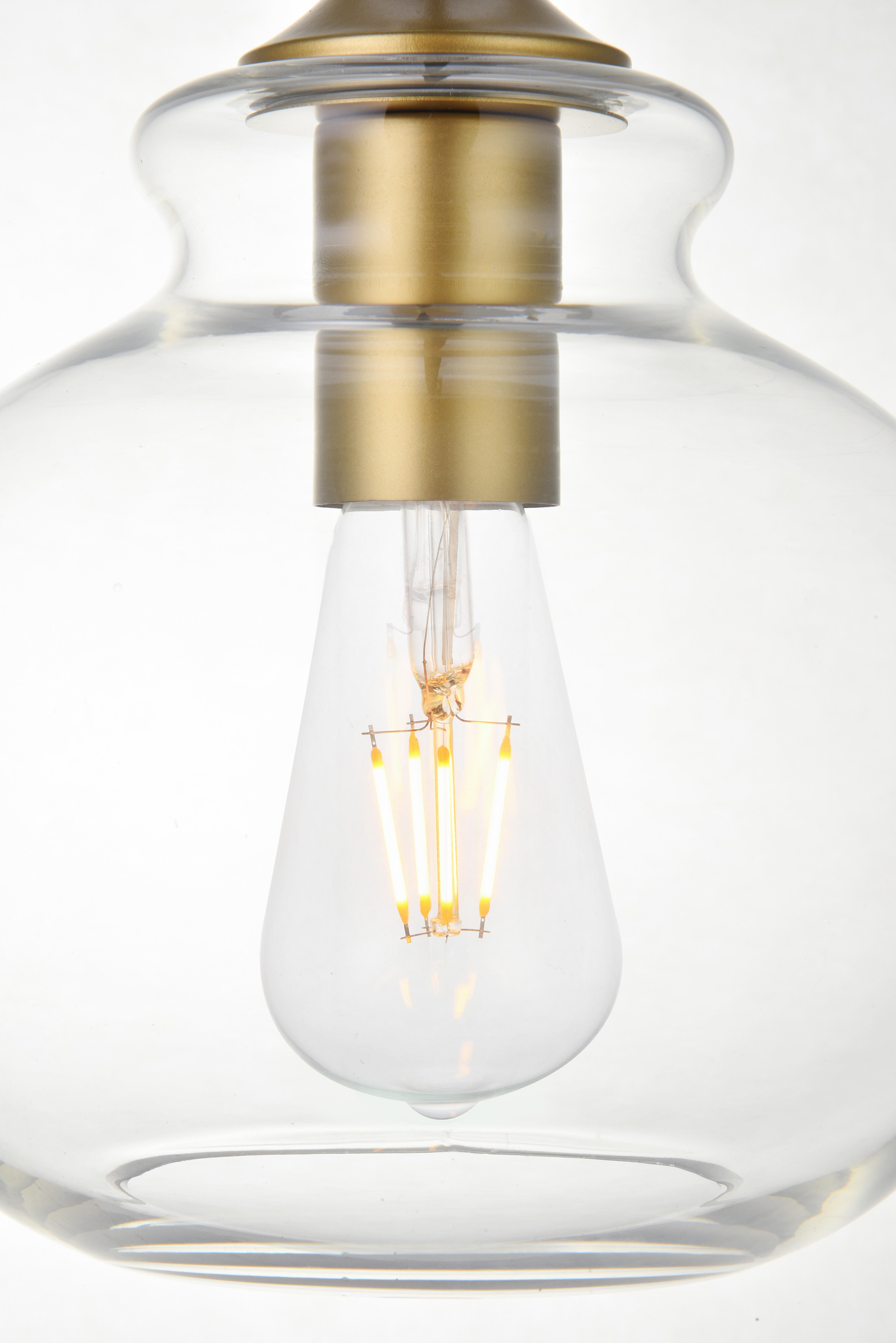 Living District Destry 1 Light Brass Pendant With Clear Glass, Brass/Clear, large