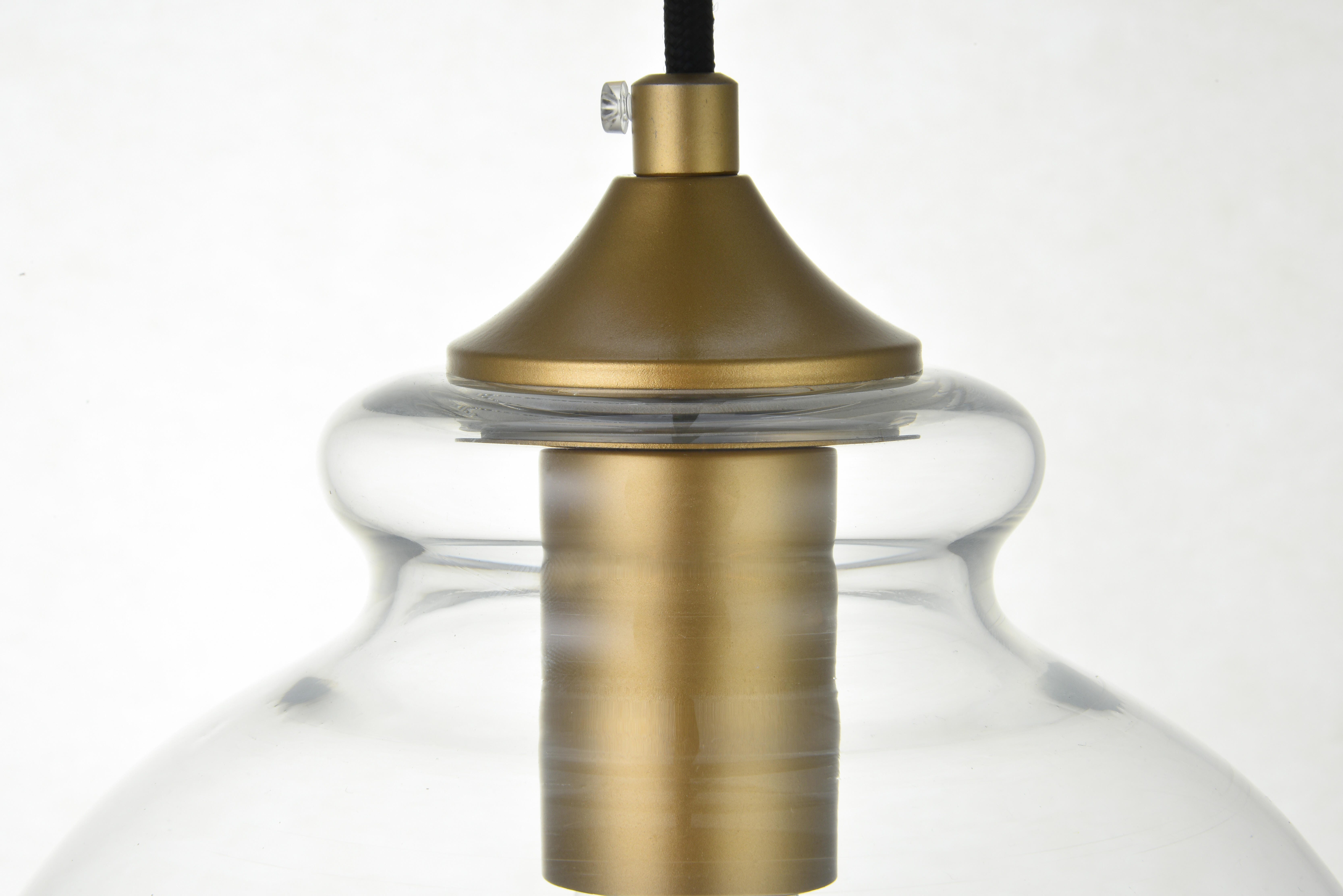 Living District Destry 1 Light Brass Pendant With Clear Glass, Brass/Clear, large