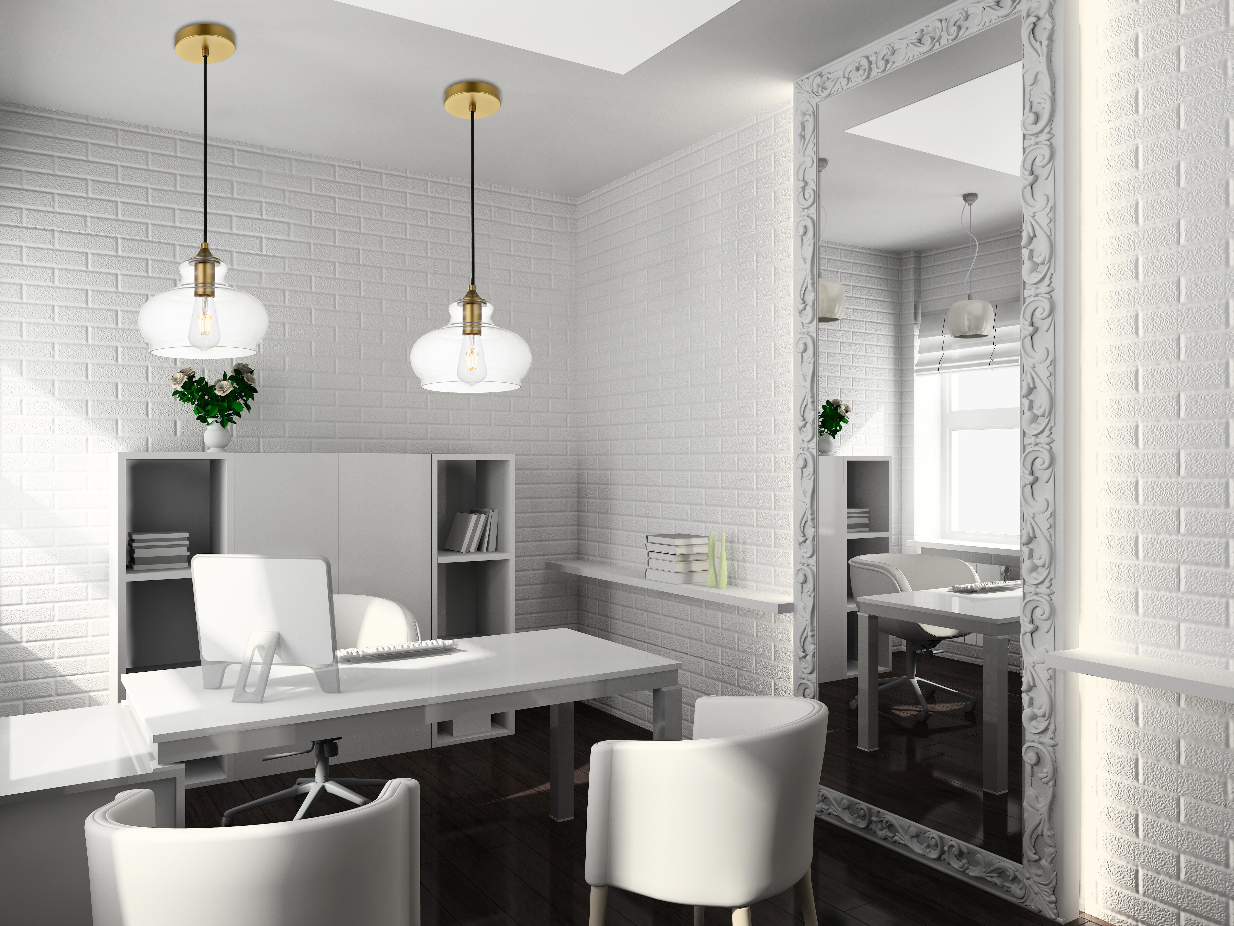 Living District Destry 1 Light Brass Pendant With Clear Glass, Brass/Clear, rollover