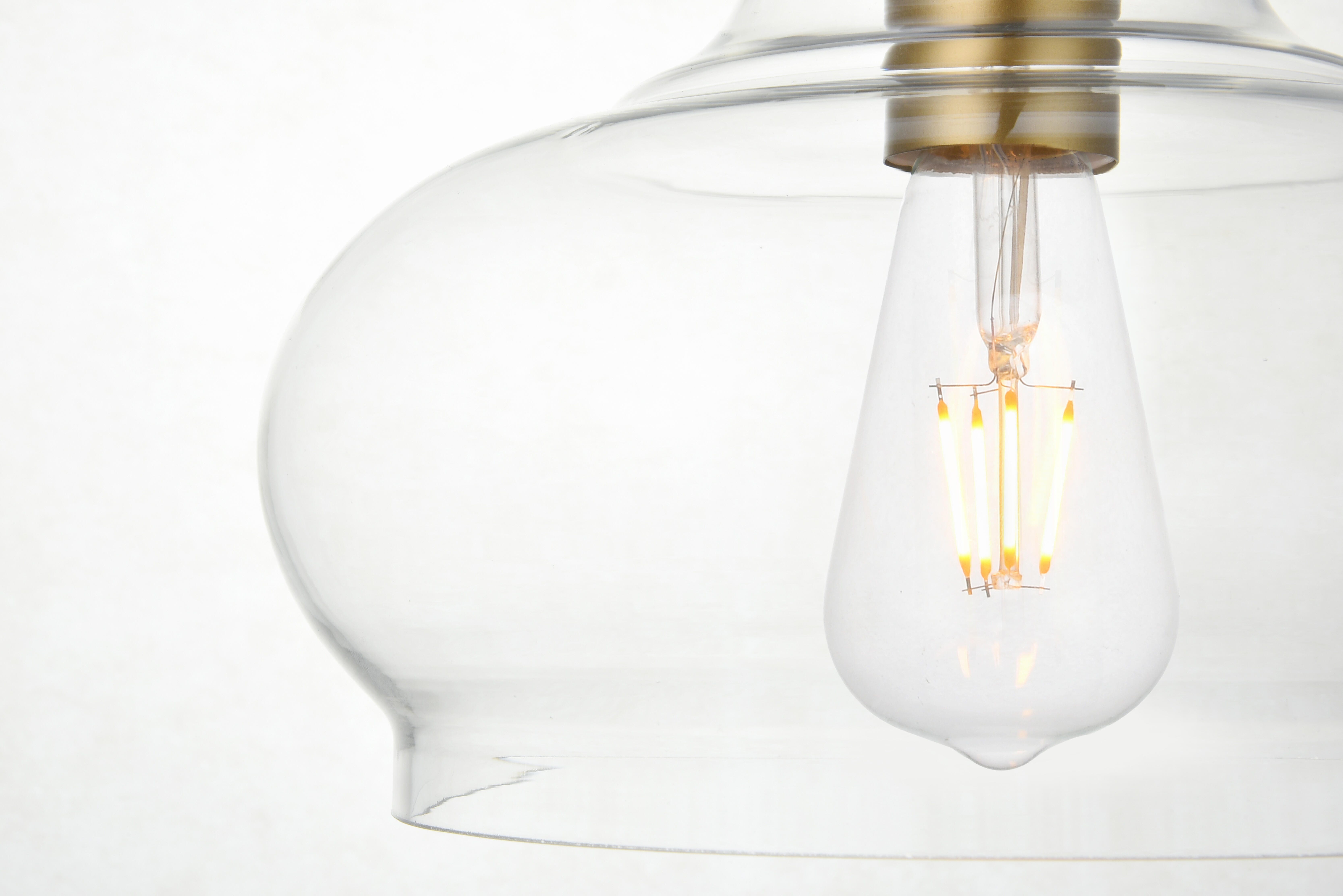 Living District Destry 1 Light Brass Pendant With Clear Glass, Brass/Clear, large