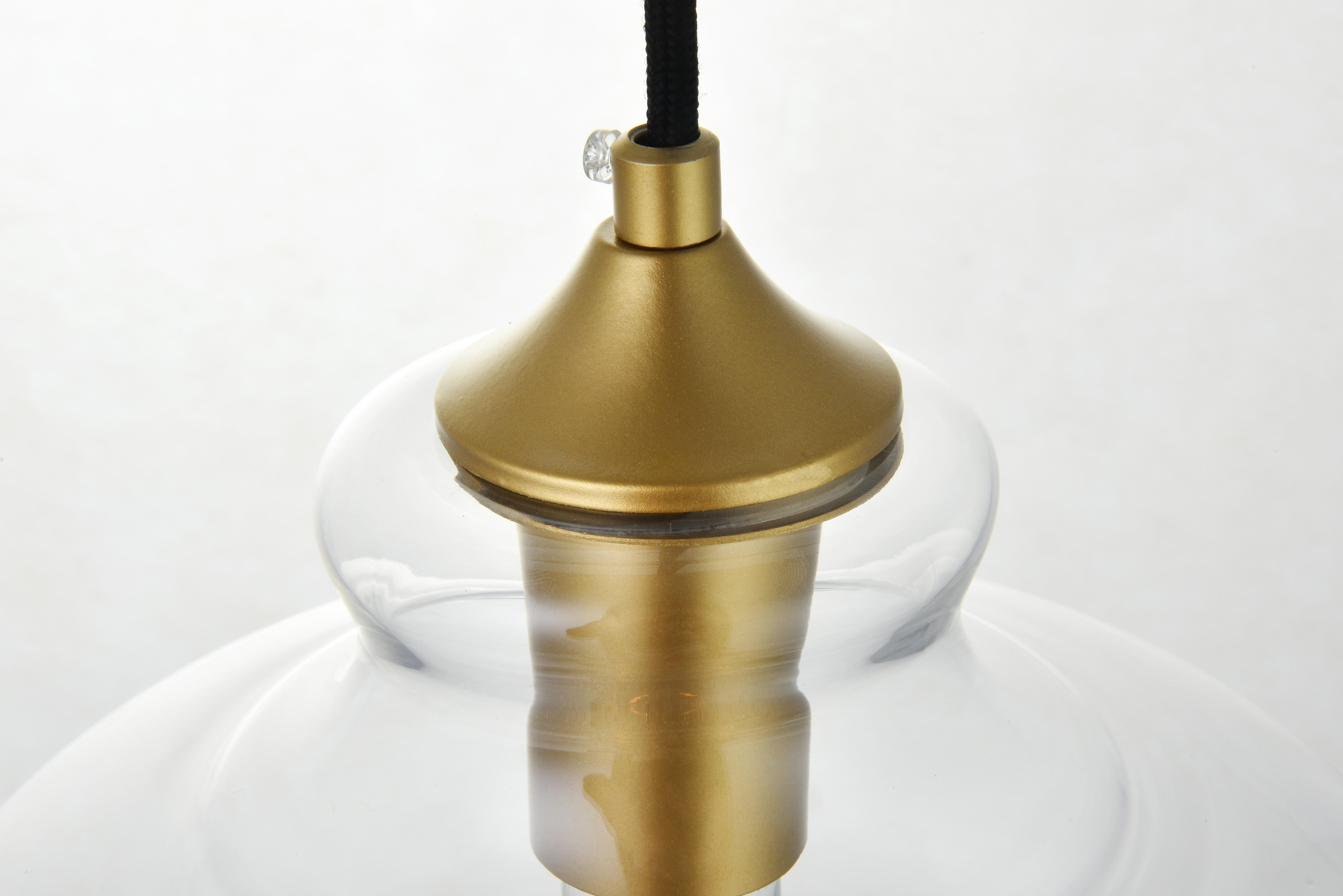 Living District Destry 1 Light Brass Pendant With Clear Glass, Brass/Clear, large