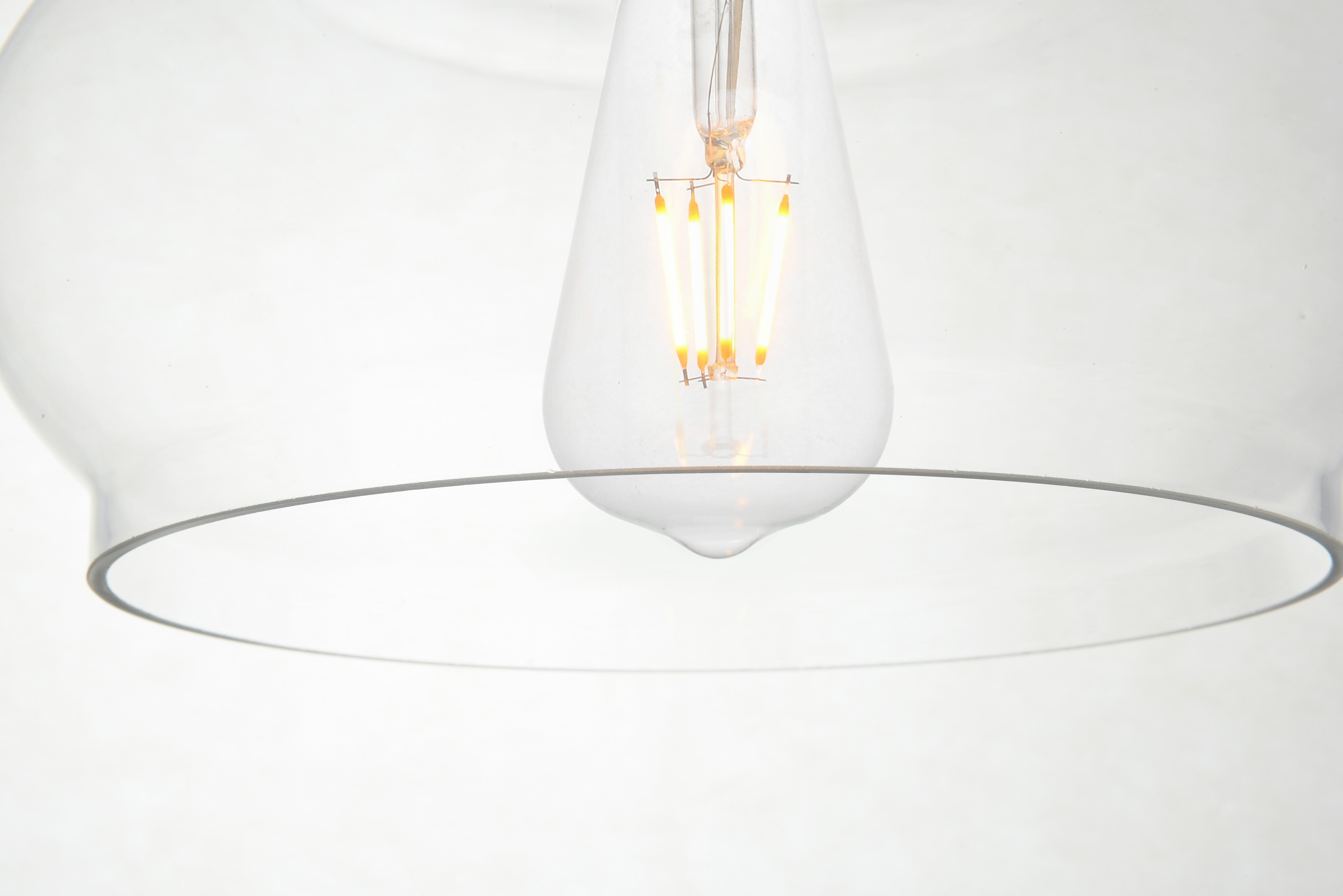 Living District Destry 1 Light Brass Pendant With Clear Glass, Brass/Clear, large