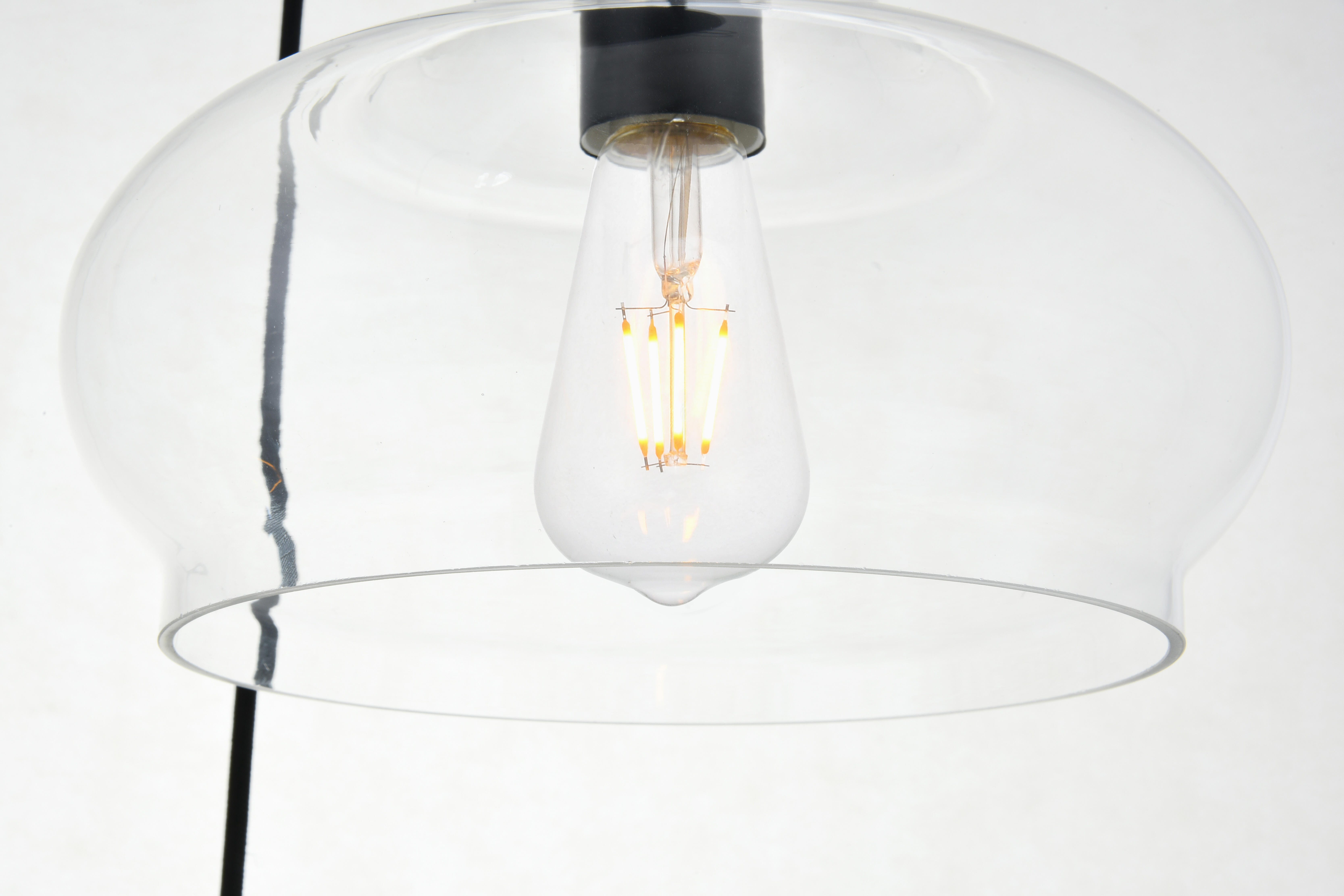 Living District Destry 3 Lights Black Pendant With Clear Glass, Black/Clear, large