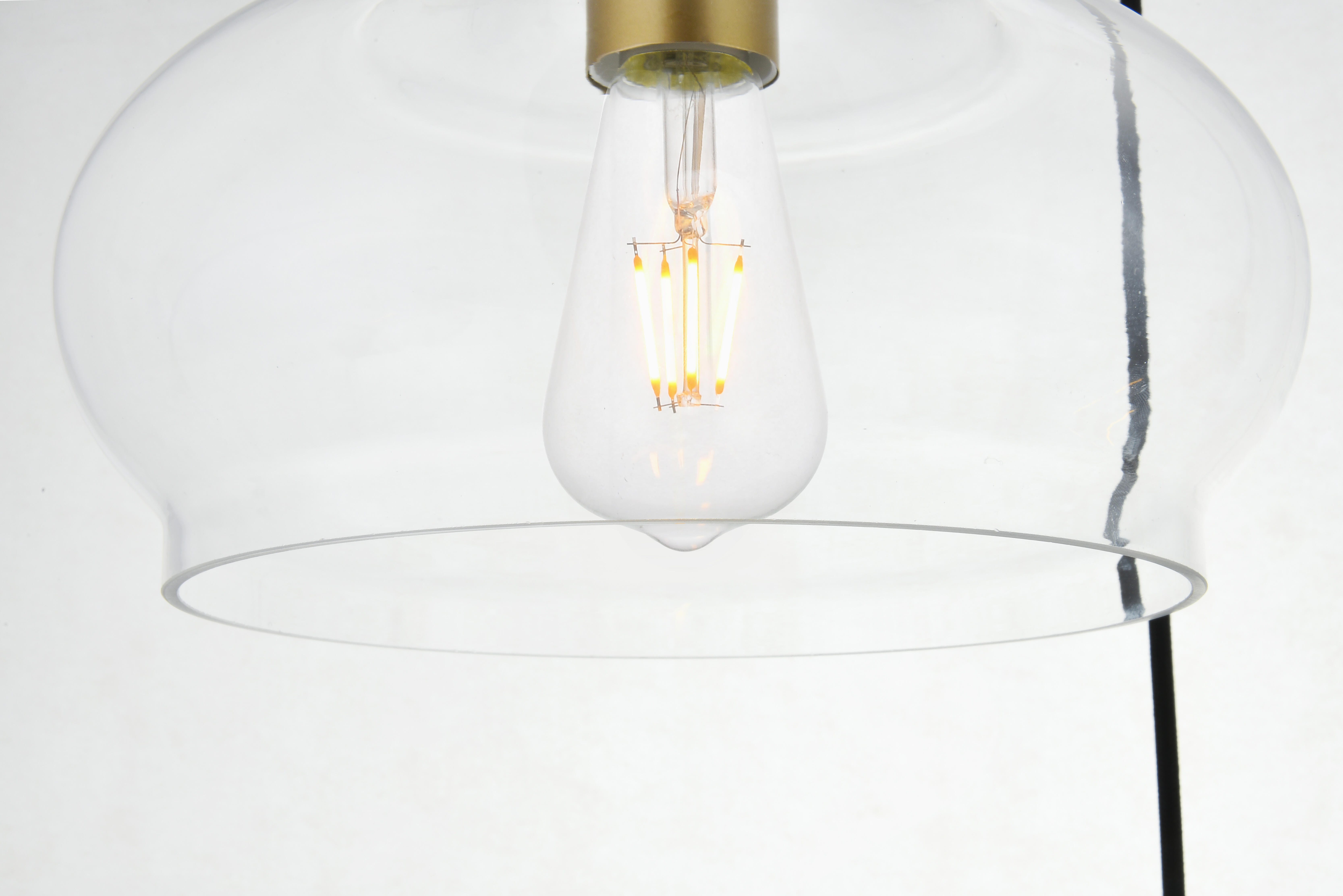 Living District Destry 3 Lights Brass Pendant With Clear Glass, Brass/Clear, large
