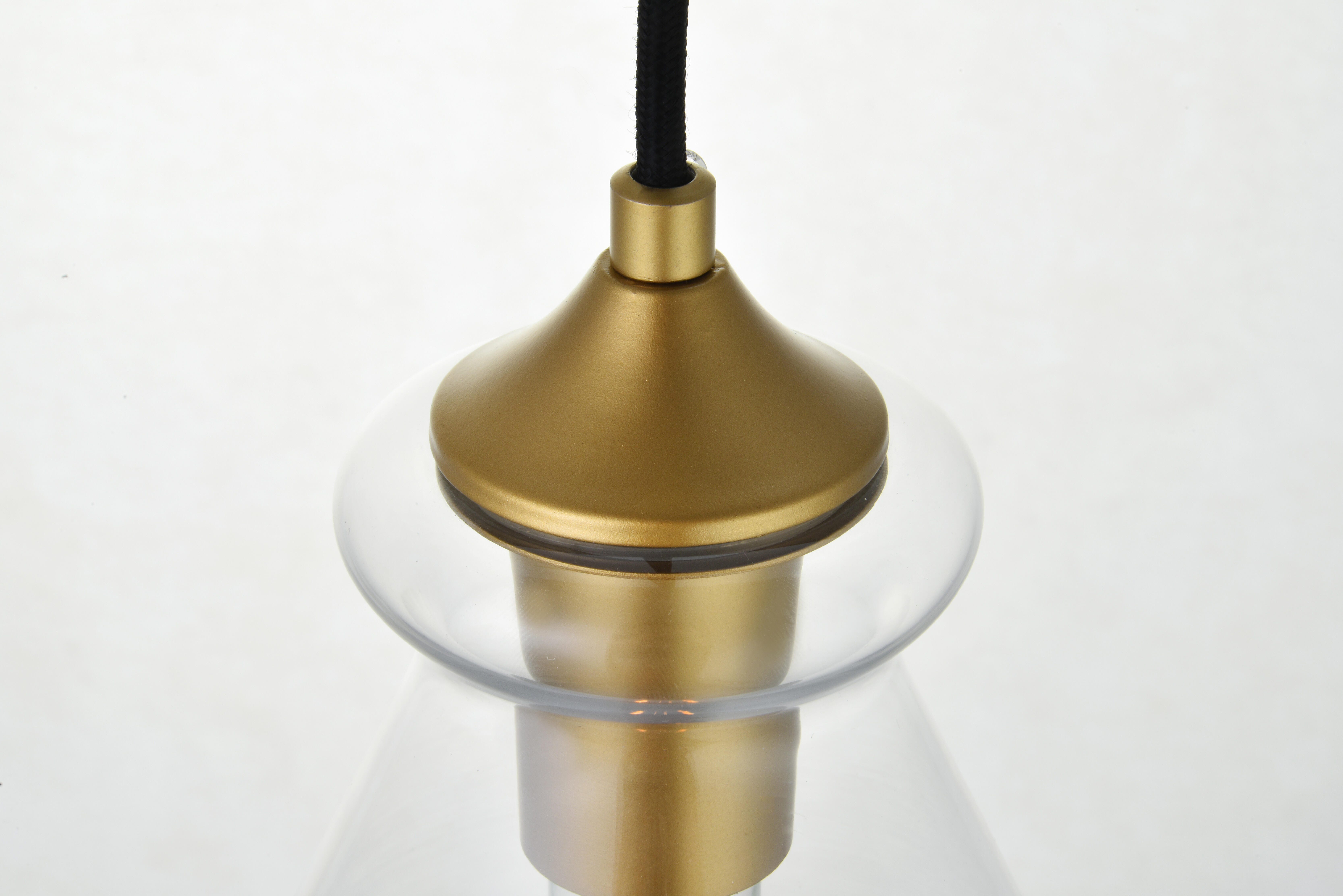 Living District Destry 3 Lights Brass Pendant With Clear Glass, Brass/Clear, large