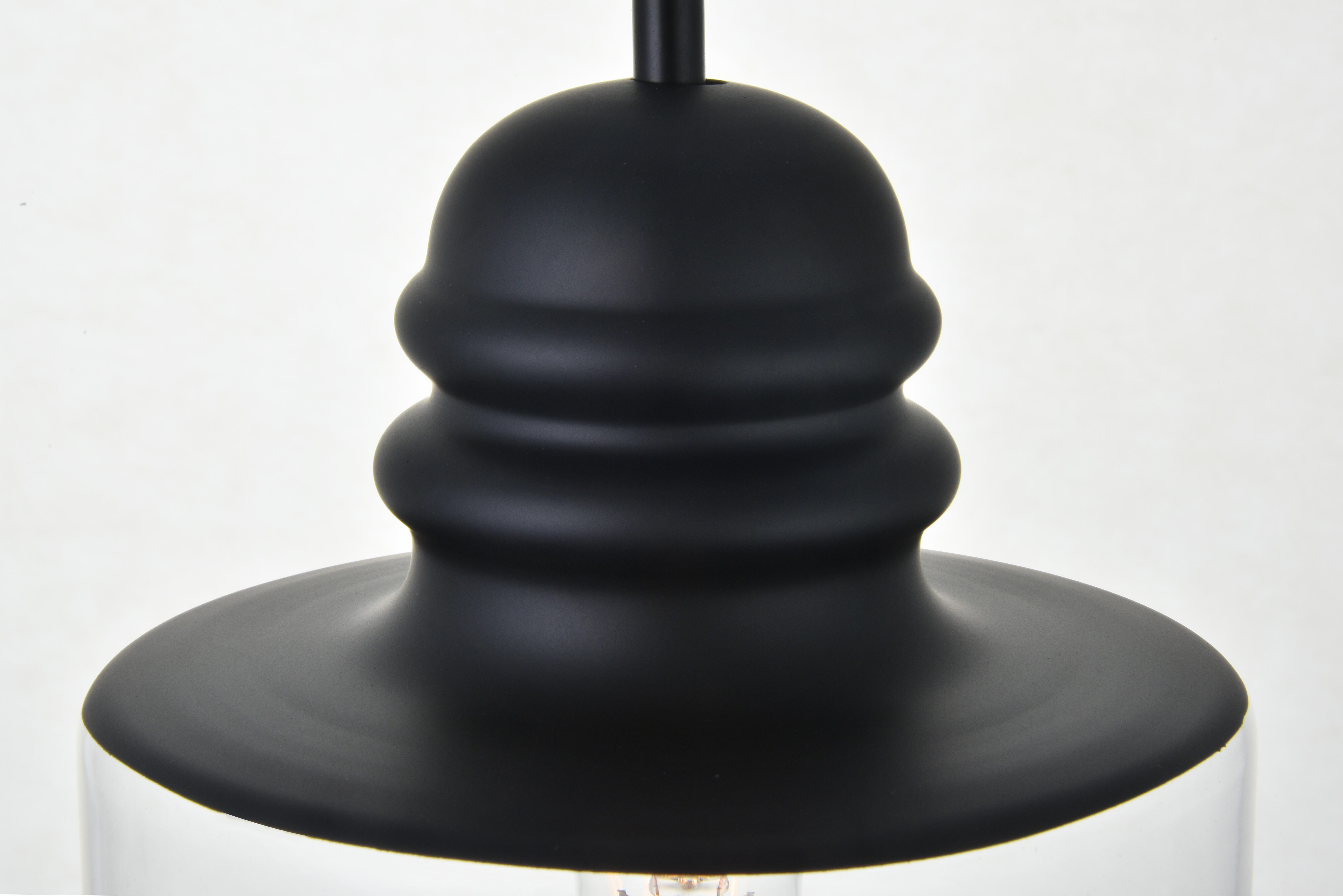 Living District Kenna 1 Light Black Pendant With Clear Glass, , large