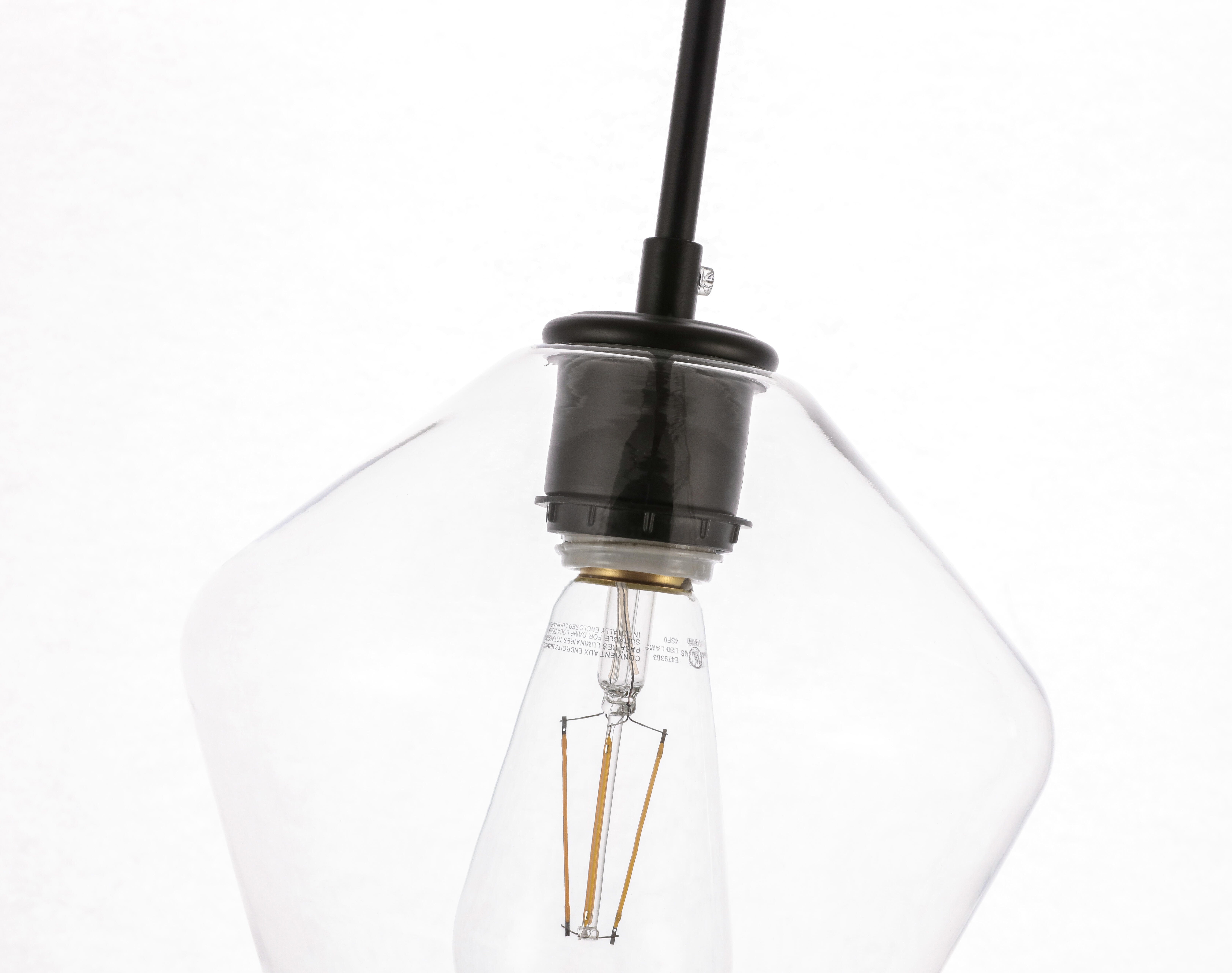 Living District Gene 1 Light Black And Clear Glass Pendant, Black/Clear, large