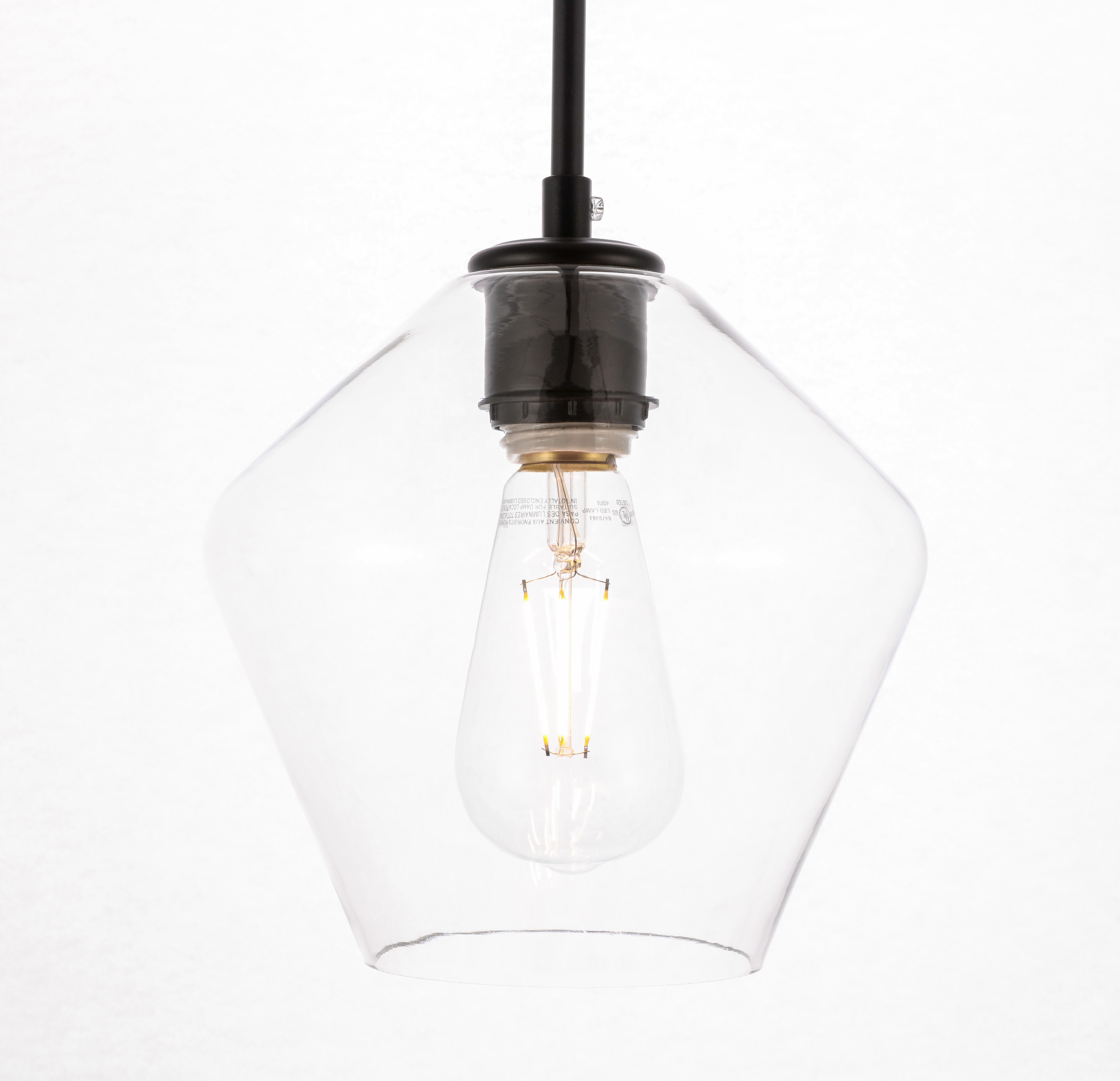 Living District Gene 1 Light Black And Clear Glass Pendant, Black/Clear, large