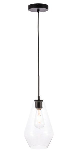 Living District Gene 1 Light Black And Clear Glass Pendant, Black/Clear