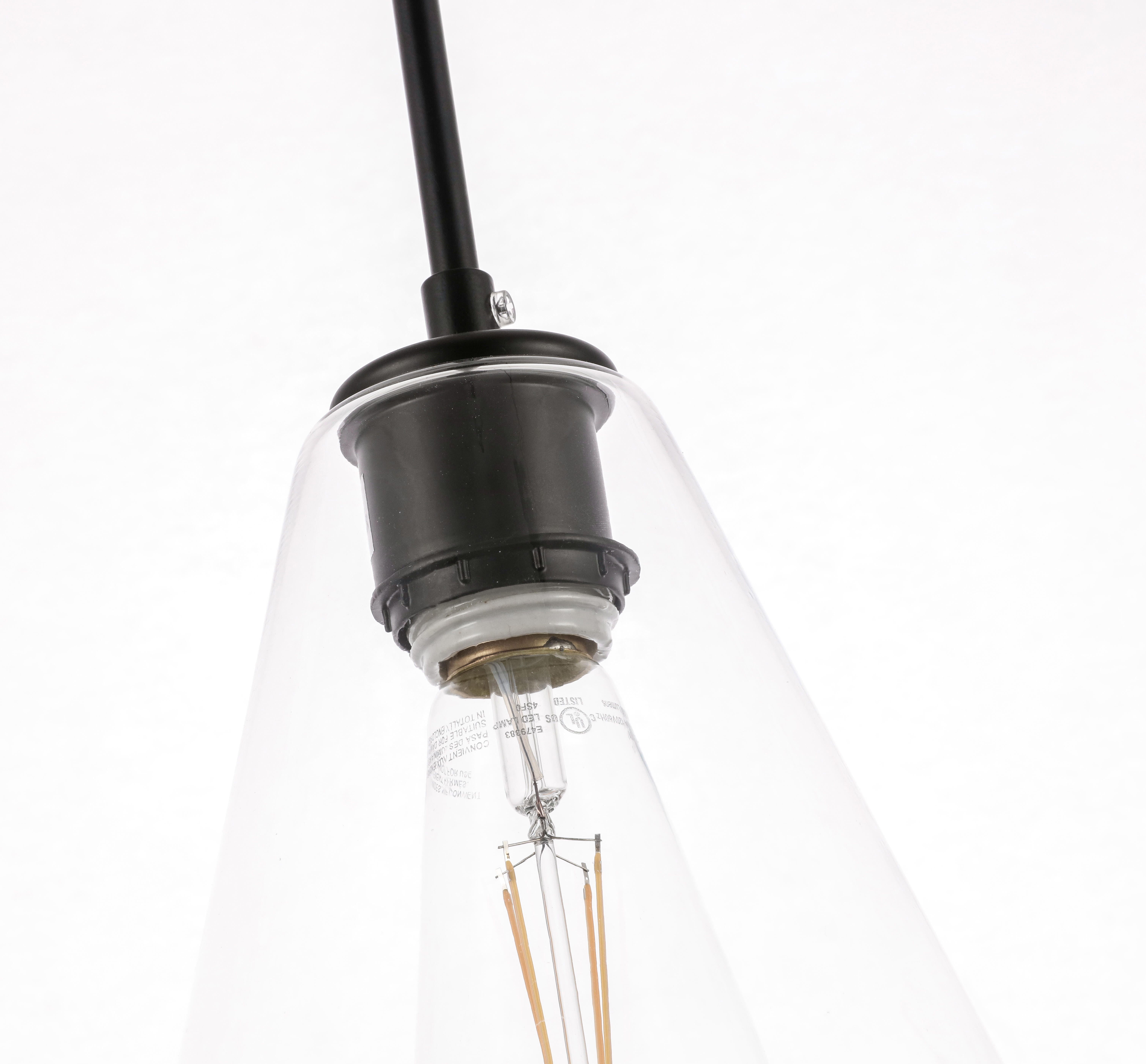 Living District Gene 1 Light Black And Clear Glass Pendant, Black/Clear, large