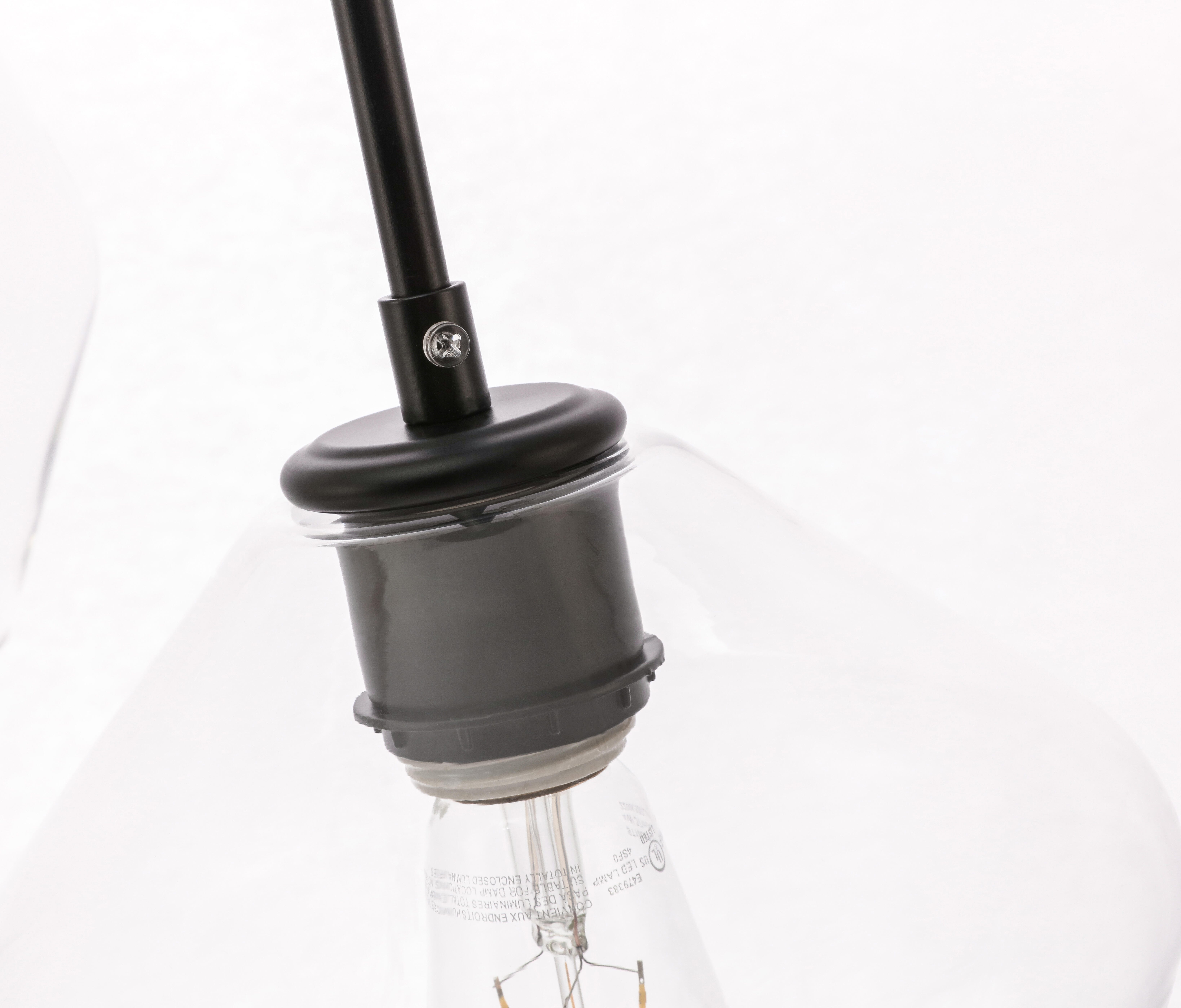 Living District Gene 3 Light Black And Clear Glass Pendant, Black/Clear, large