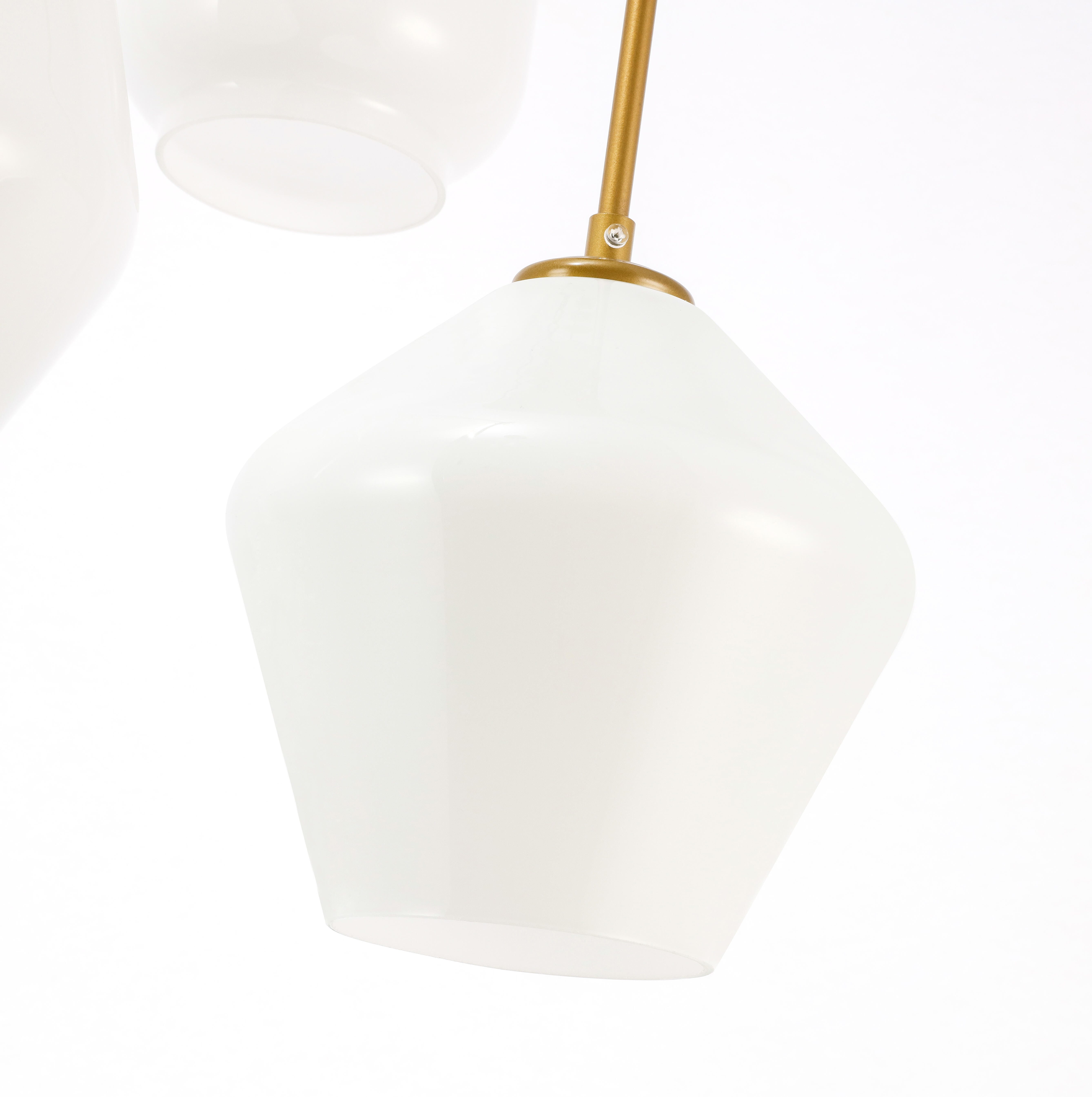 Living District Gene 3 Light Brass And Frosted White Glass Pendant, Brass/Frosted White, large