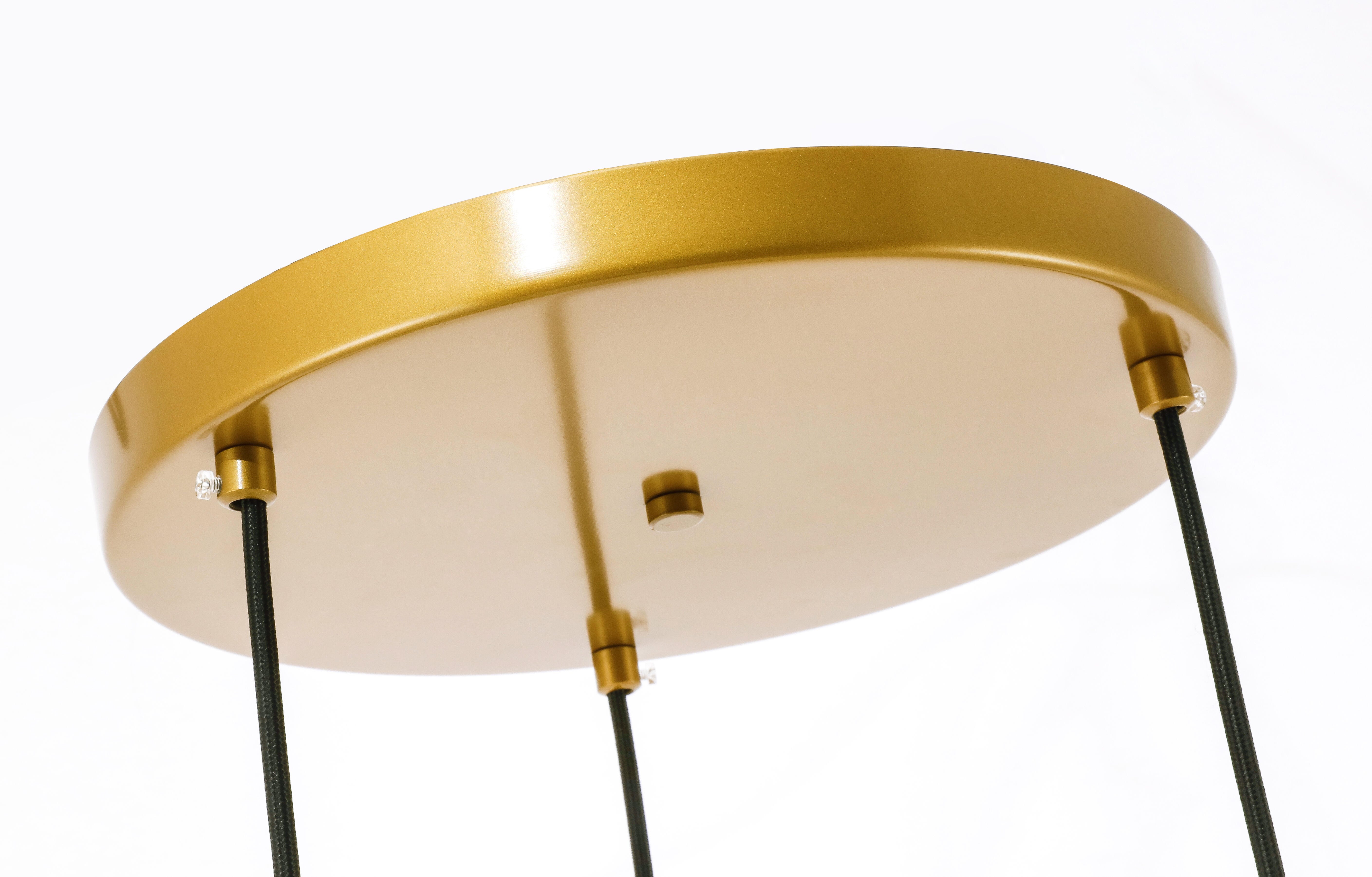 Living District Gene 3 Light Brass And Frosted White Glass Pendant, Brass/Frosted White, large