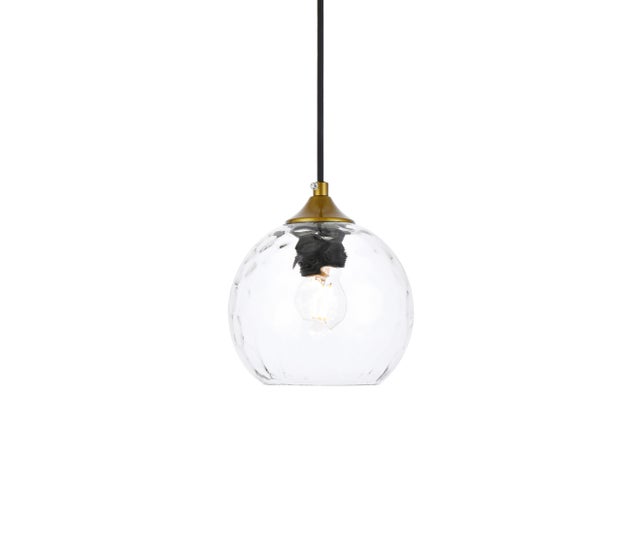 Living District Glass Pendant, Brass/Clear