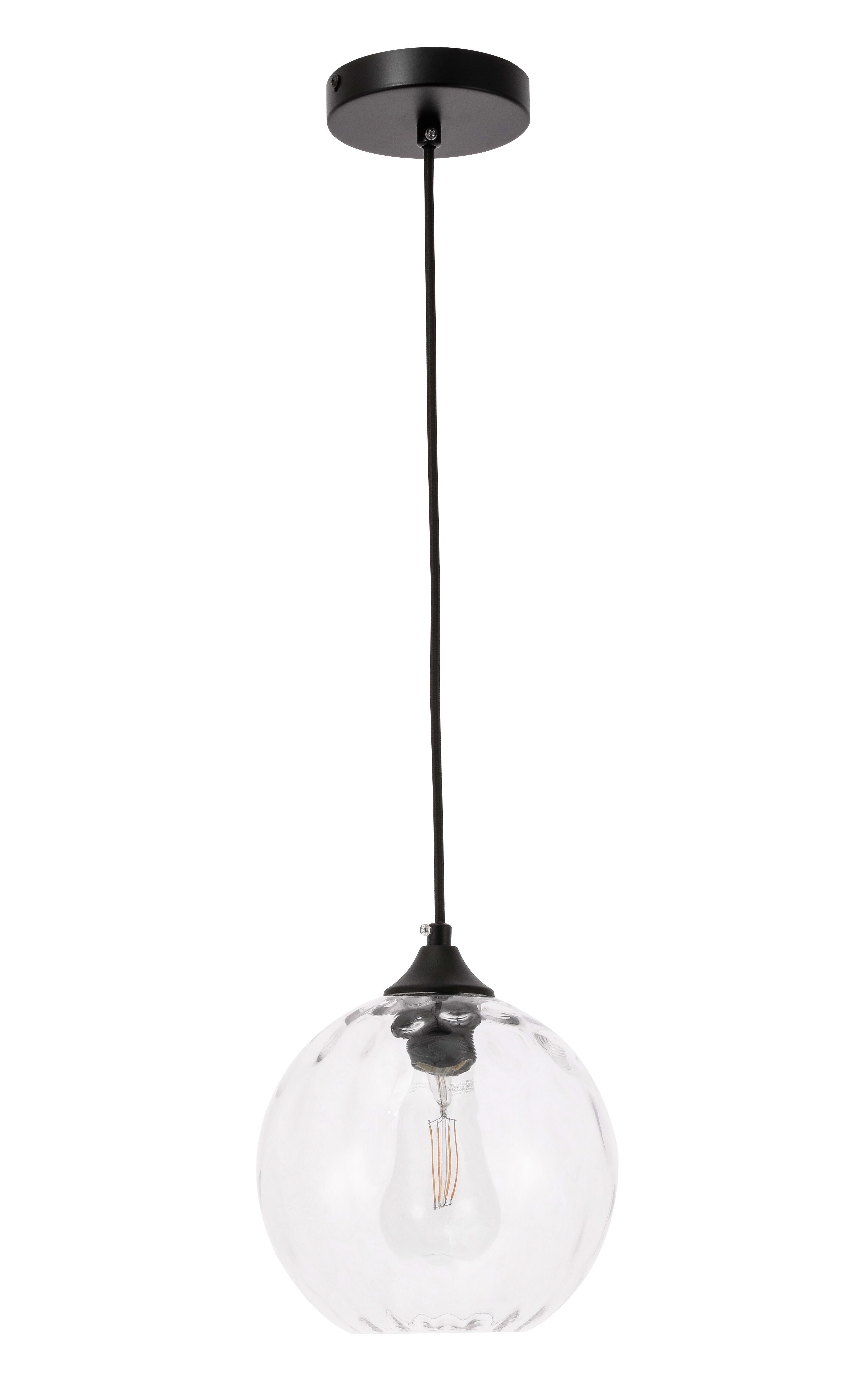 Living District Cashel 1 Light Black And Clear Glass Pendant, Black/Clear, large