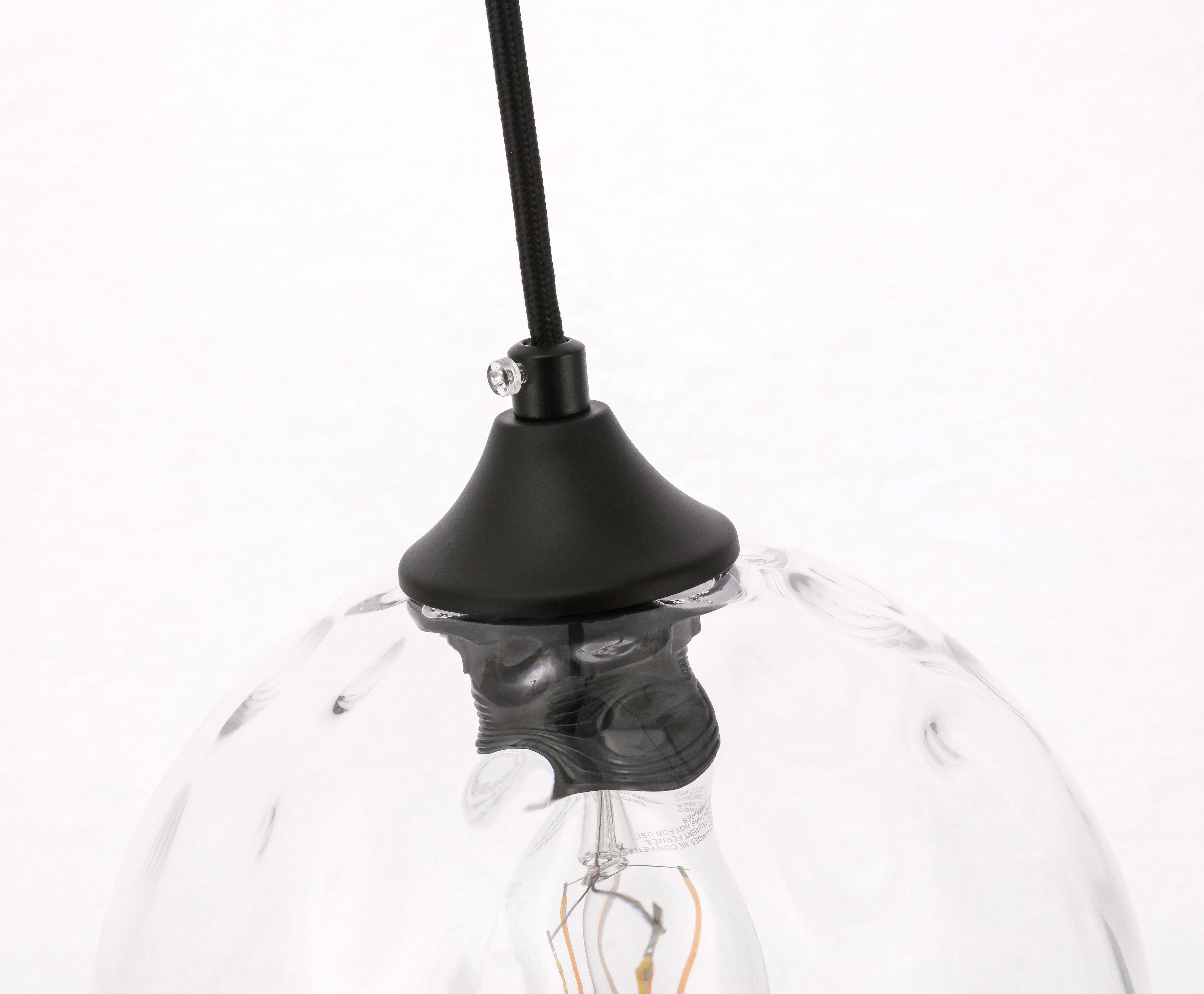 Living District Cashel 1 Light Black And Clear Glass Pendant, Black/Clear, large