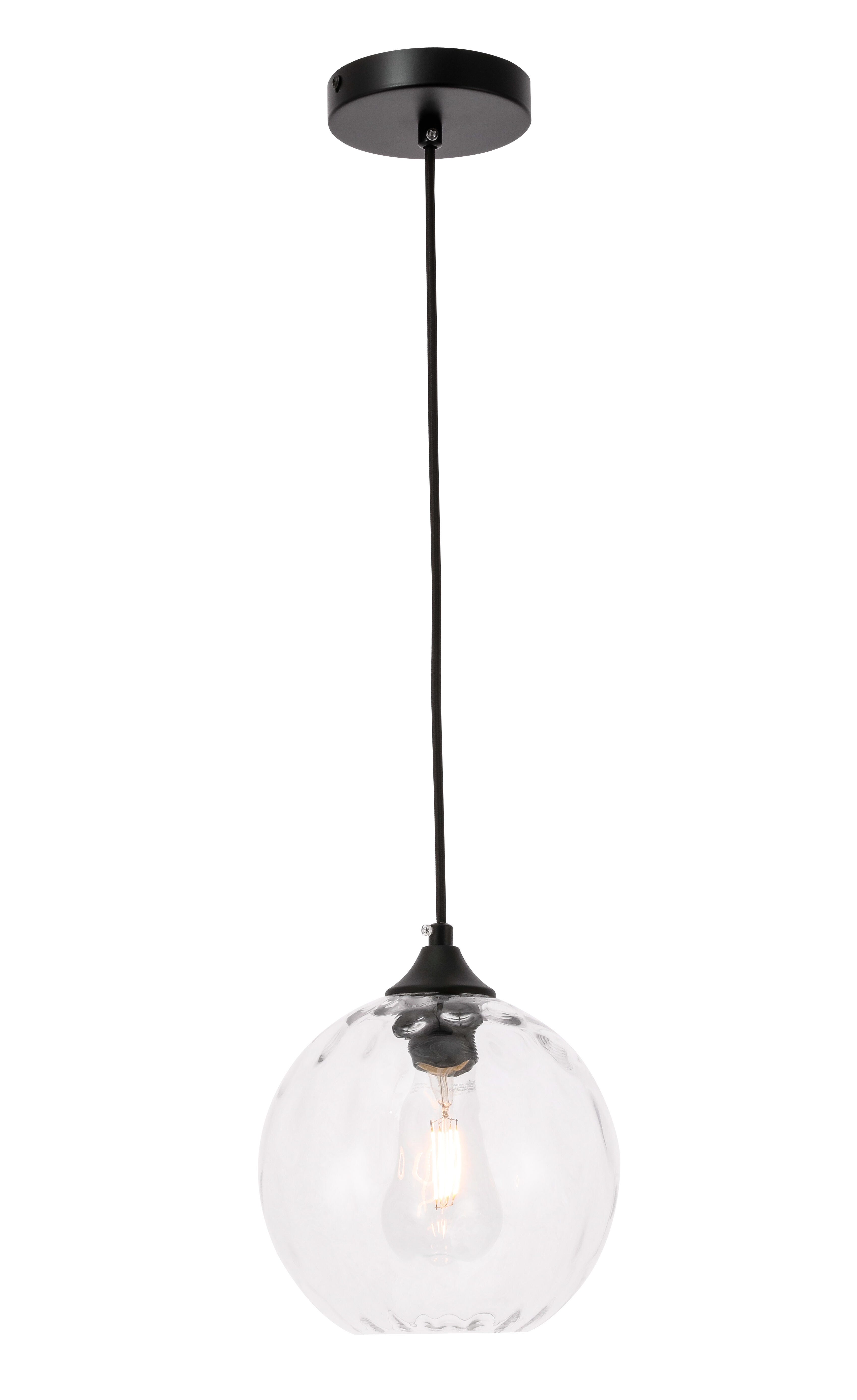 Living District Cashel 1 Light Black And Clear Glass Pendant, Black/Clear, large