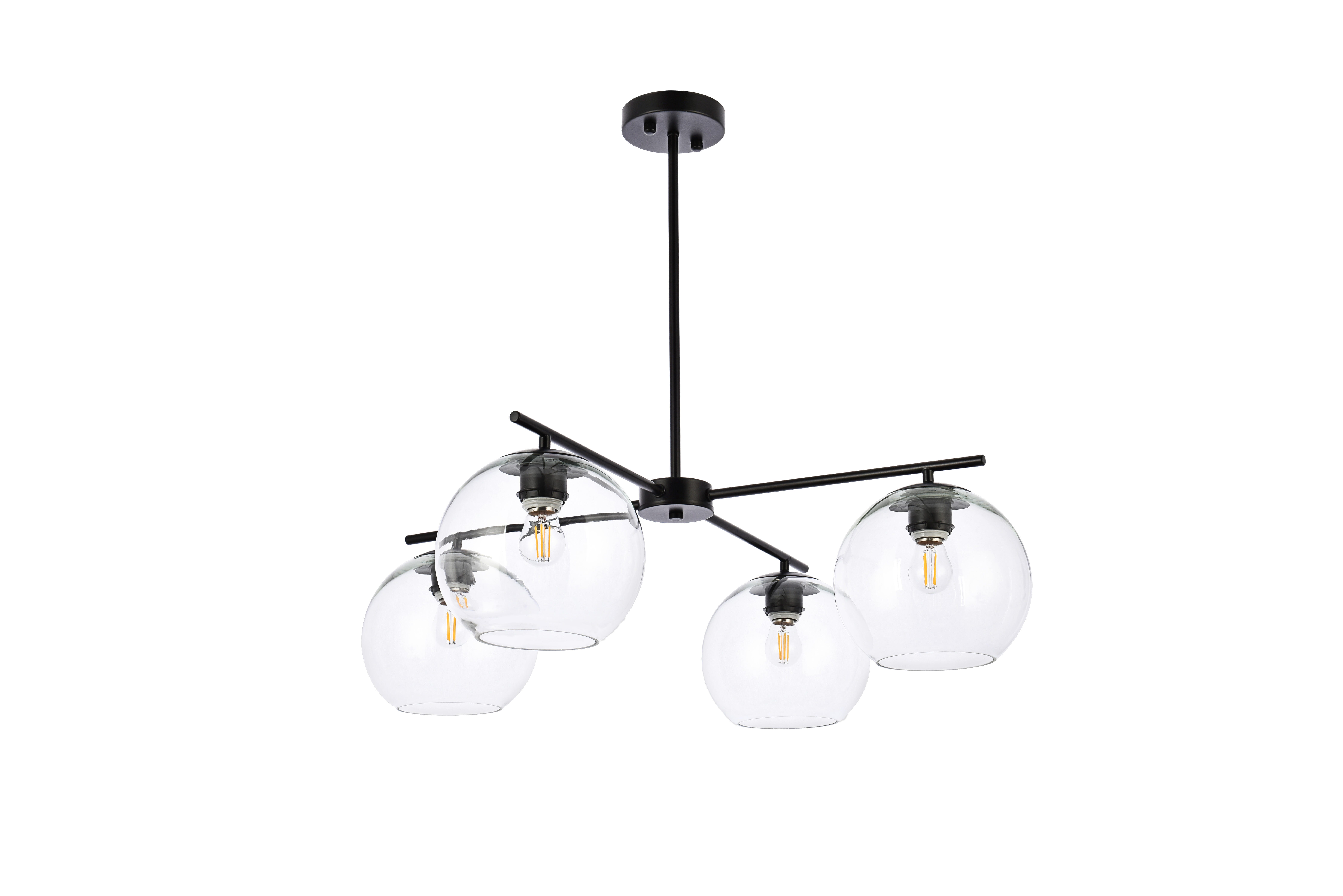 Living District Opus 4 Lights Black Pendant, Black/Clear, large