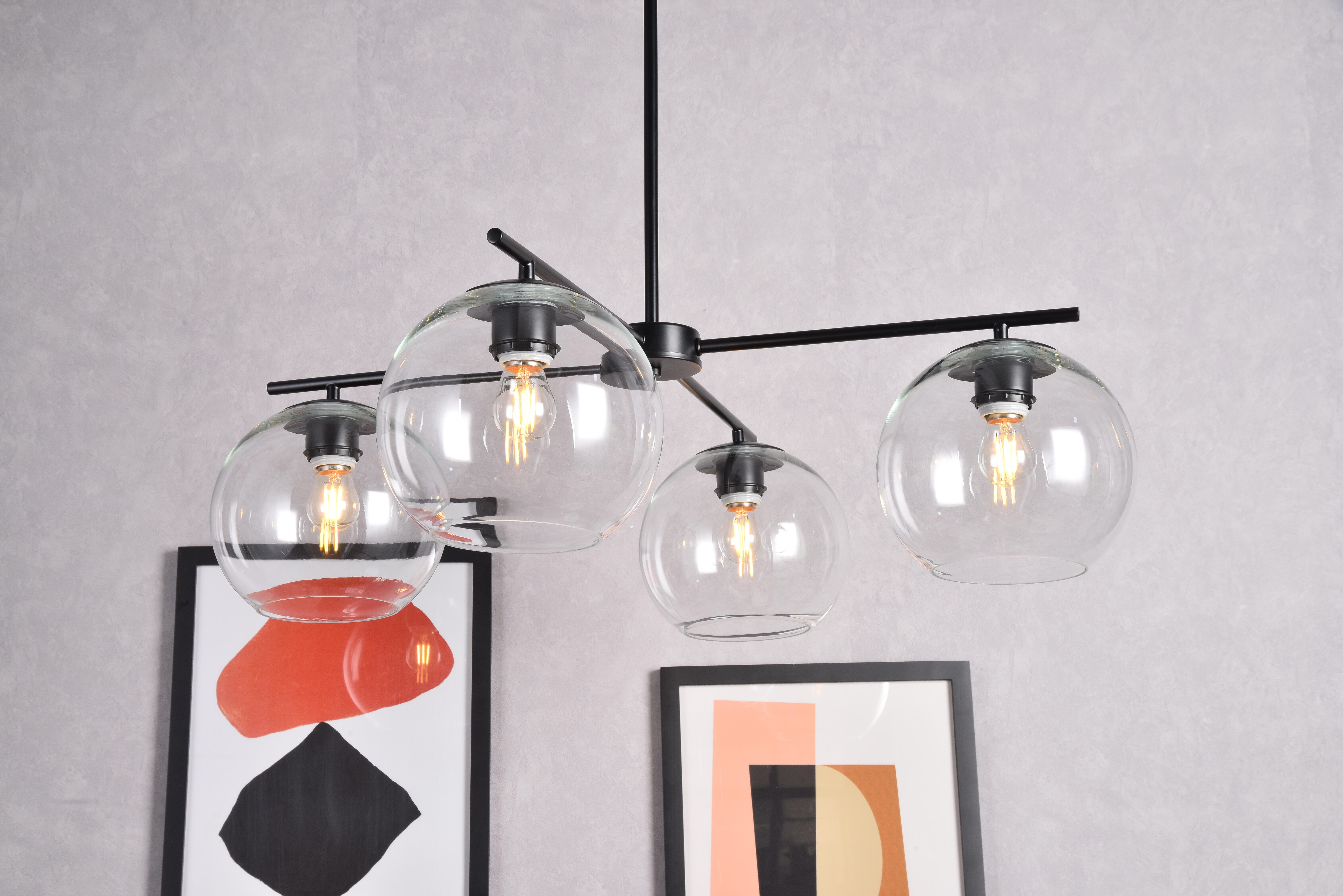 Living District Opus 4 Lights Black Pendant, Black/Clear, large