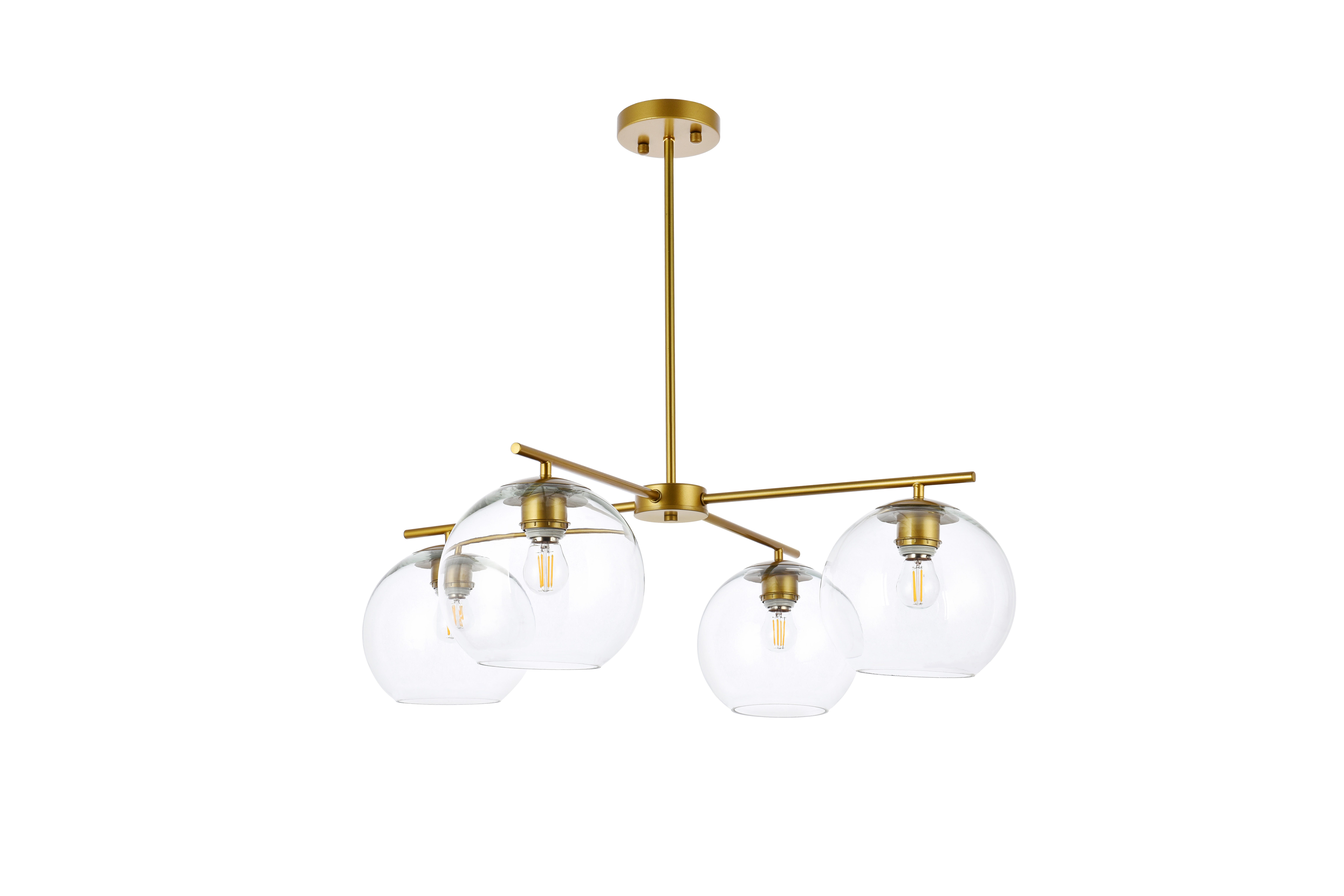 Living District Opus 4 Lights Brass Pendant, Brass/Clear, large