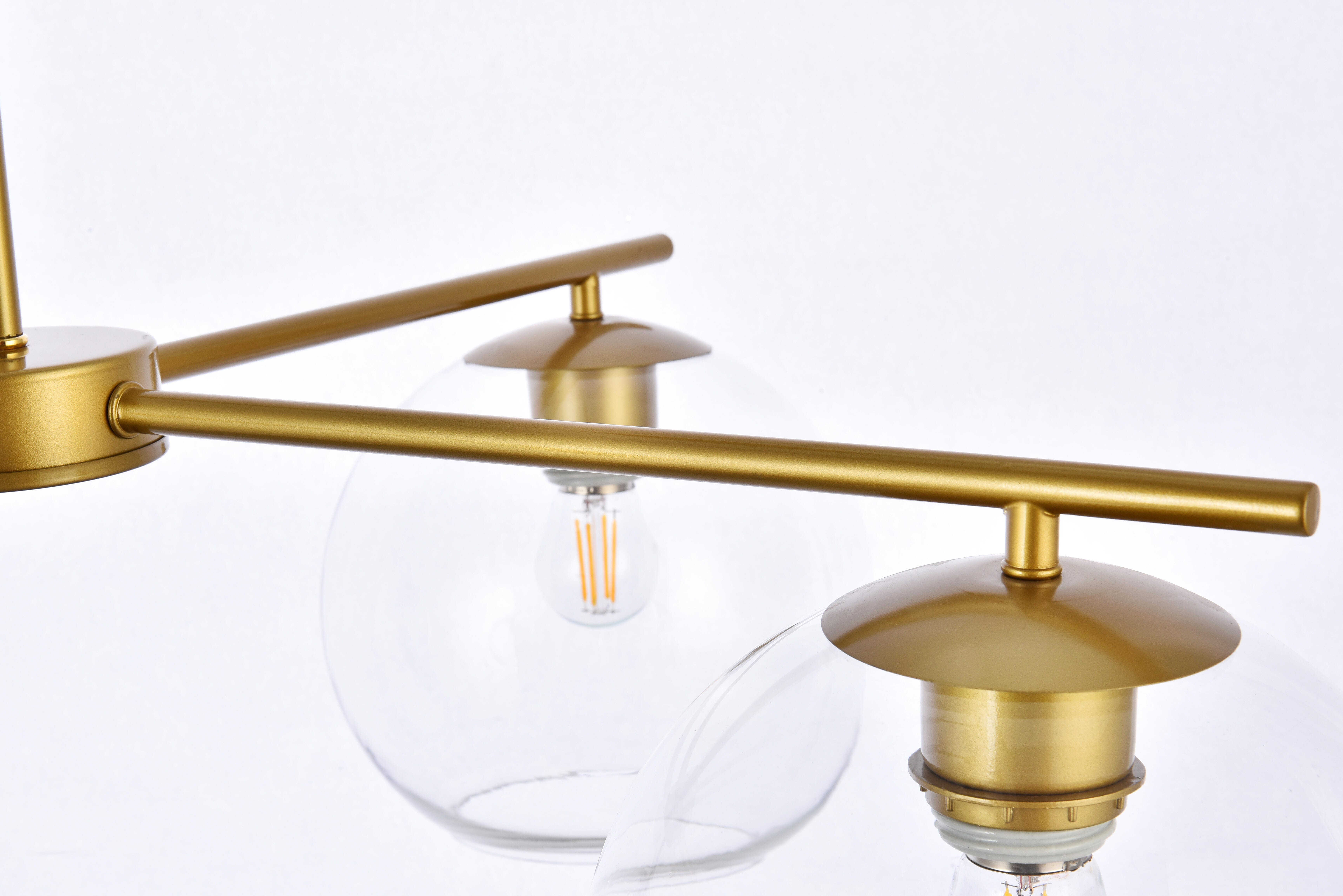 Living District Opus 4 Lights Brass Pendant, Brass/Clear, large