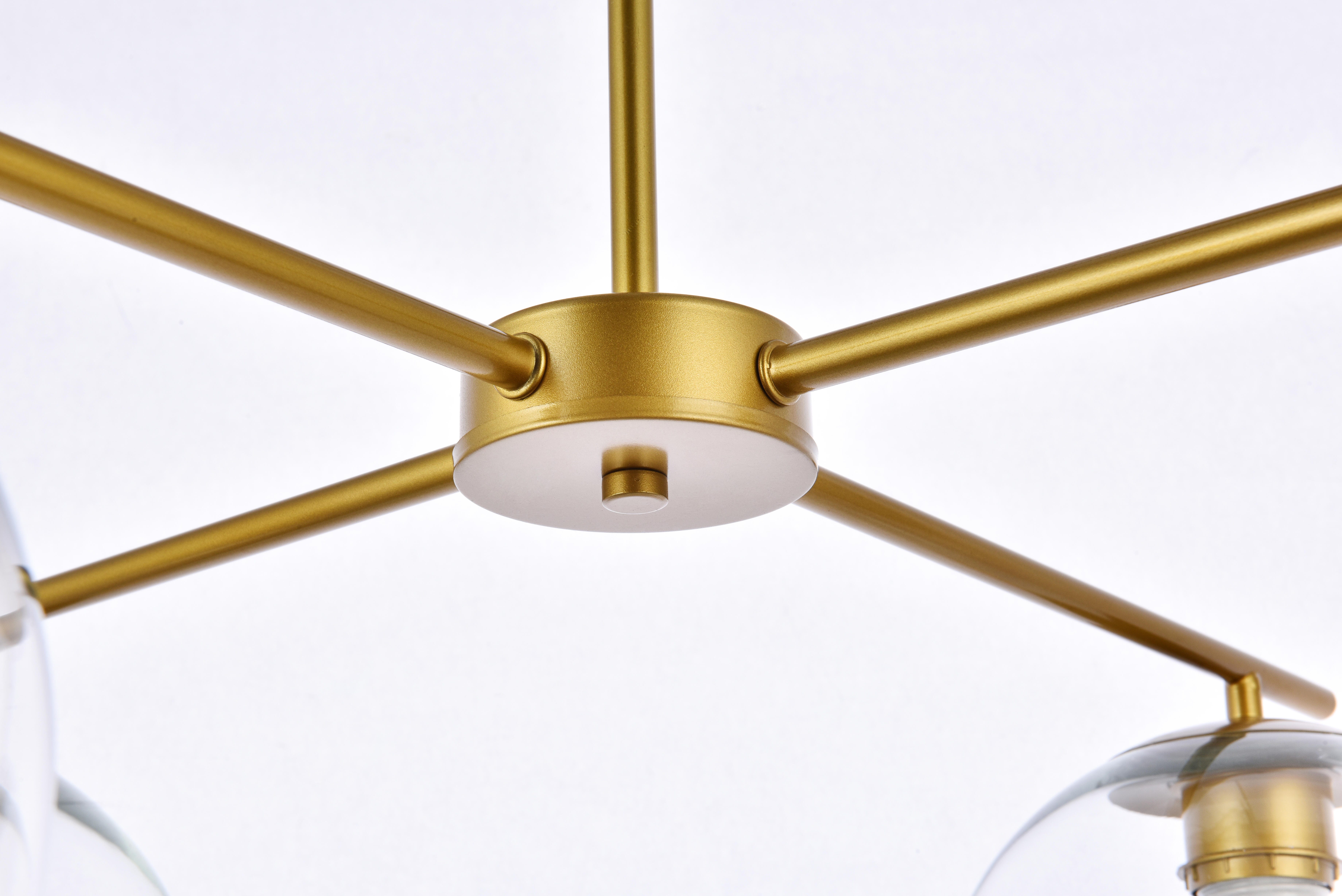 Living District Opus 4 Lights Brass Pendant, Brass/Clear, large