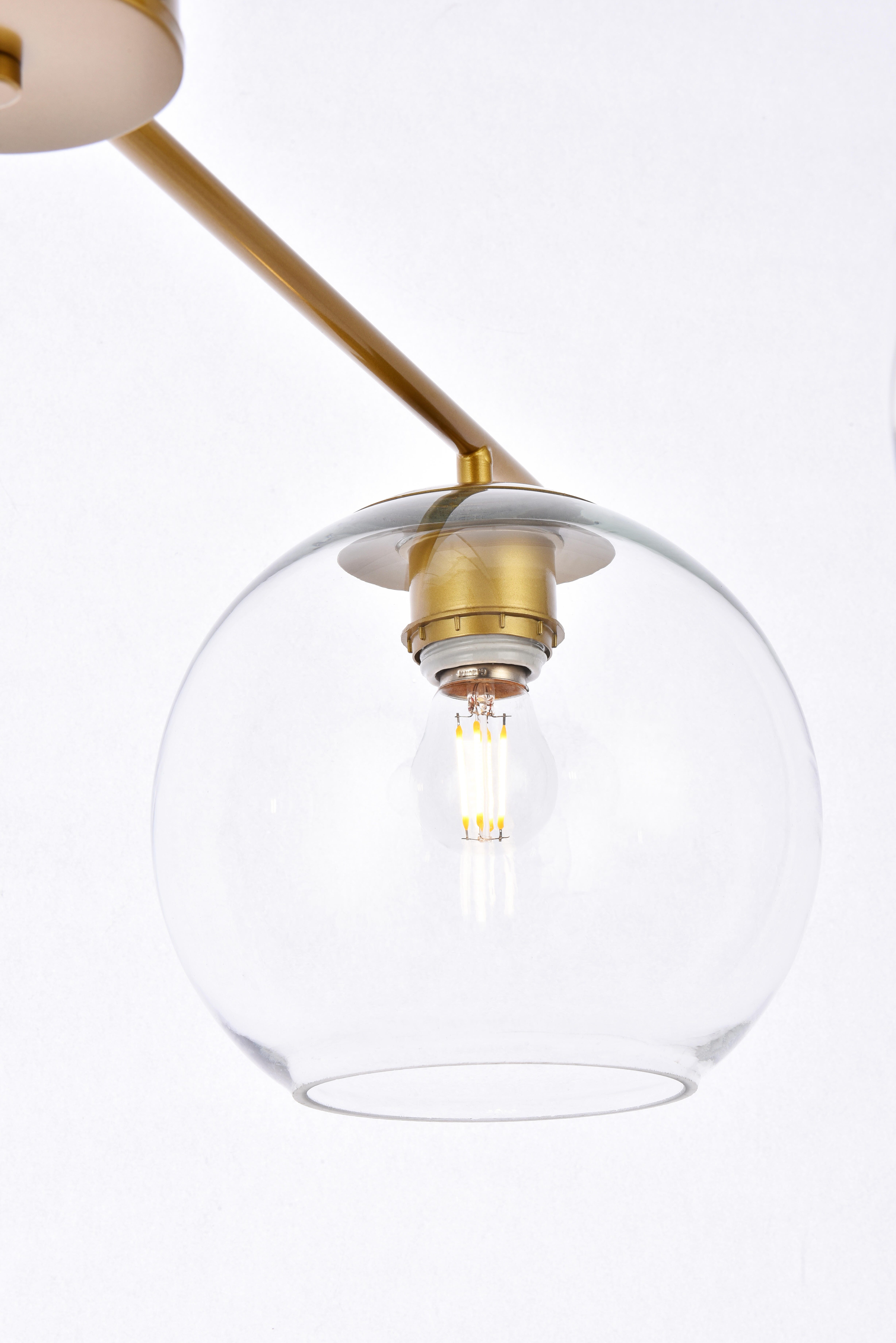 Living District Opus 4 Lights Brass Pendant, Brass/Clear, large