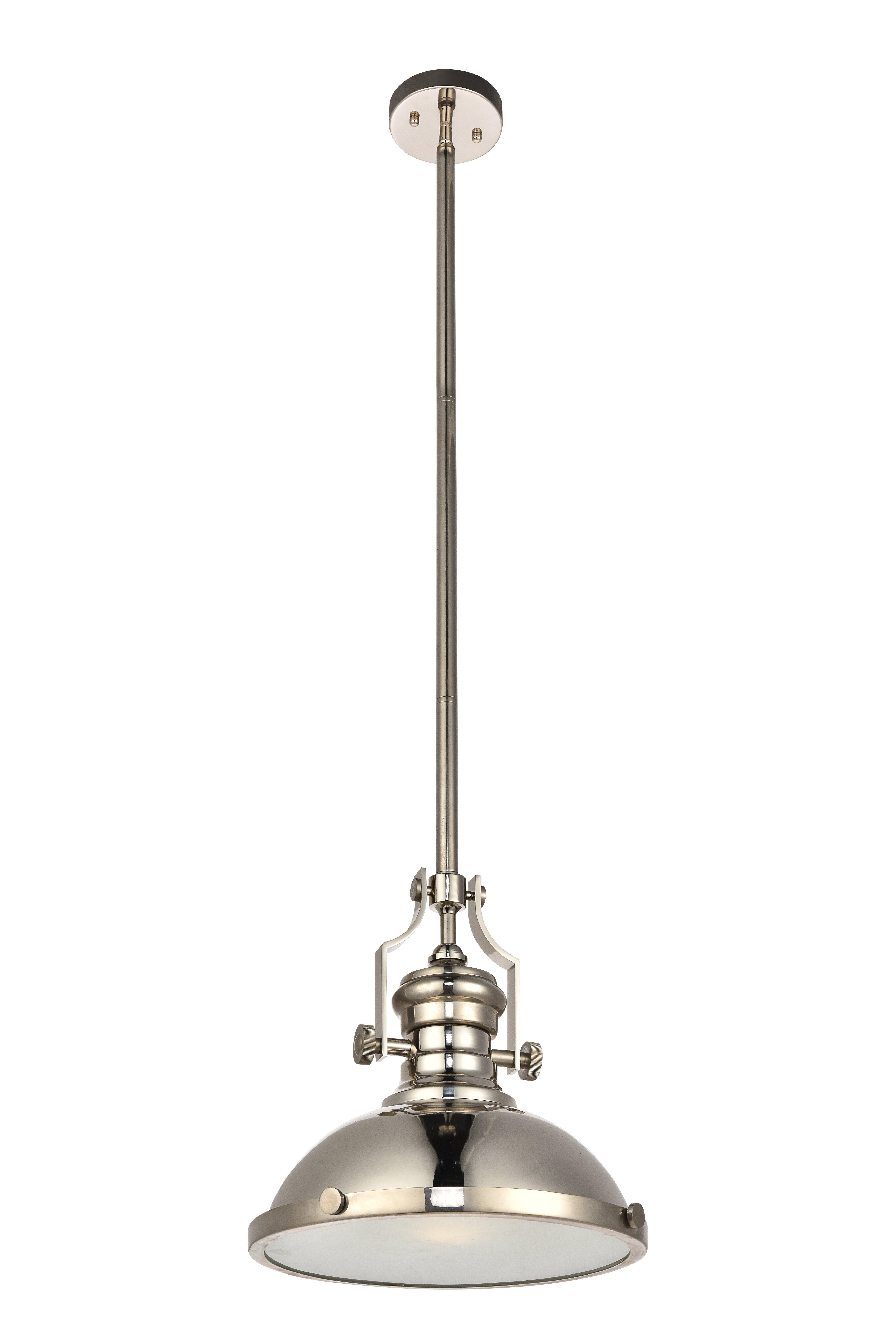Living District Eamon 1 Light Nickel Pendant, Polished Nickel, large