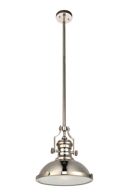 Living District Eamon 1 Light Nickel Pendant, Polished Nickel