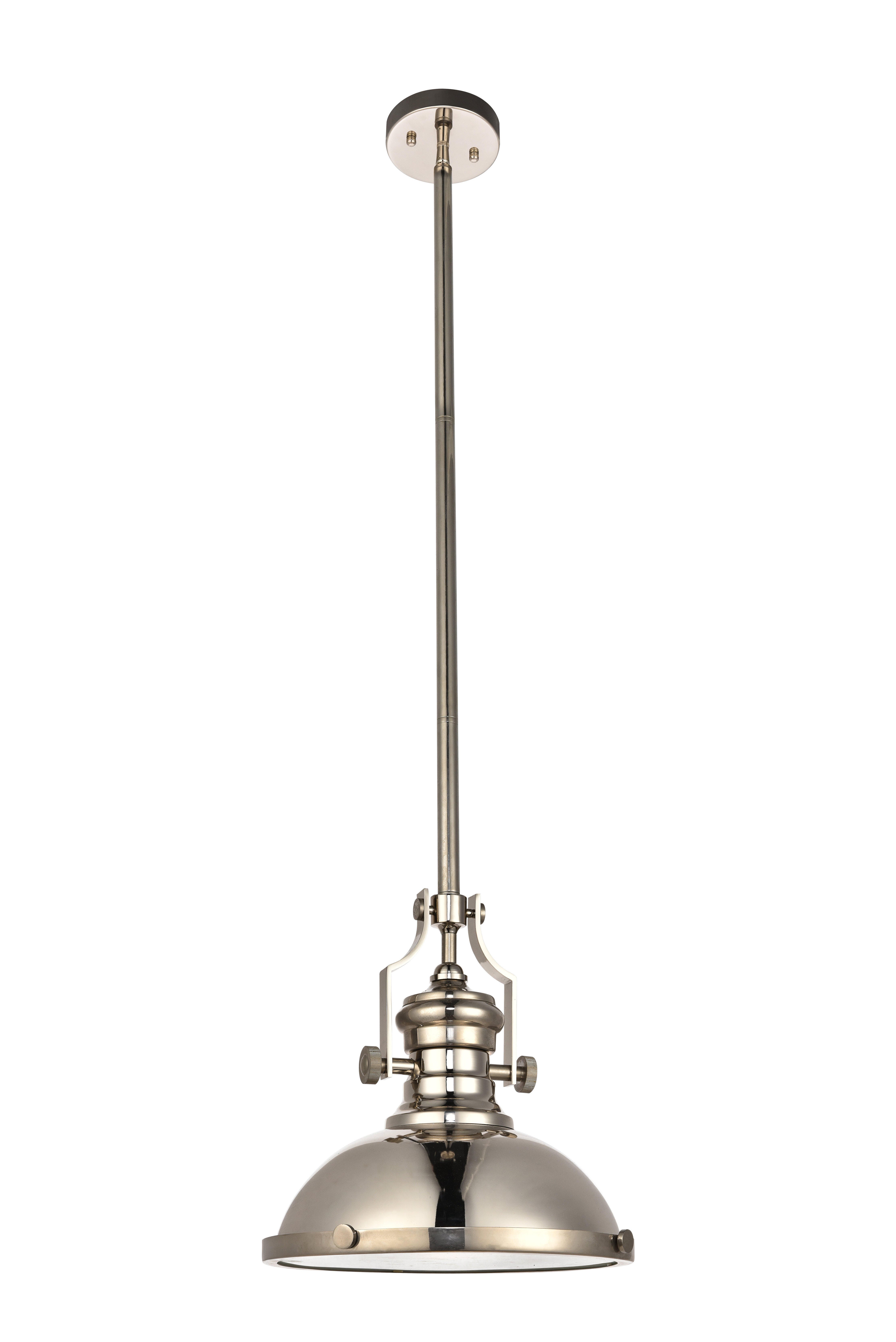 Living District Eamon 1 Light Nickel Pendant, Polished Nickel, large