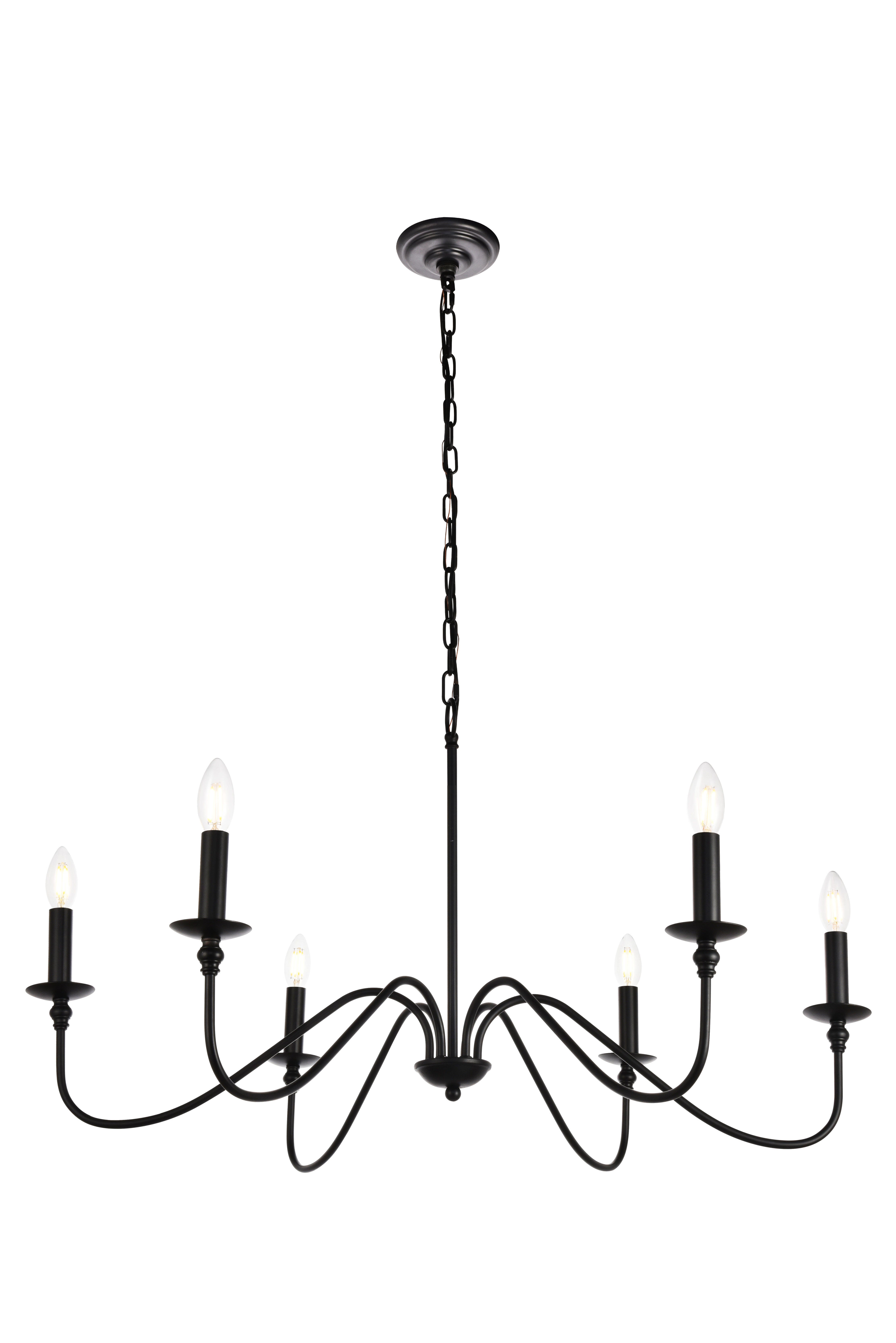 Living District Rohan 6 Light Matte Black Chandelier, , large
