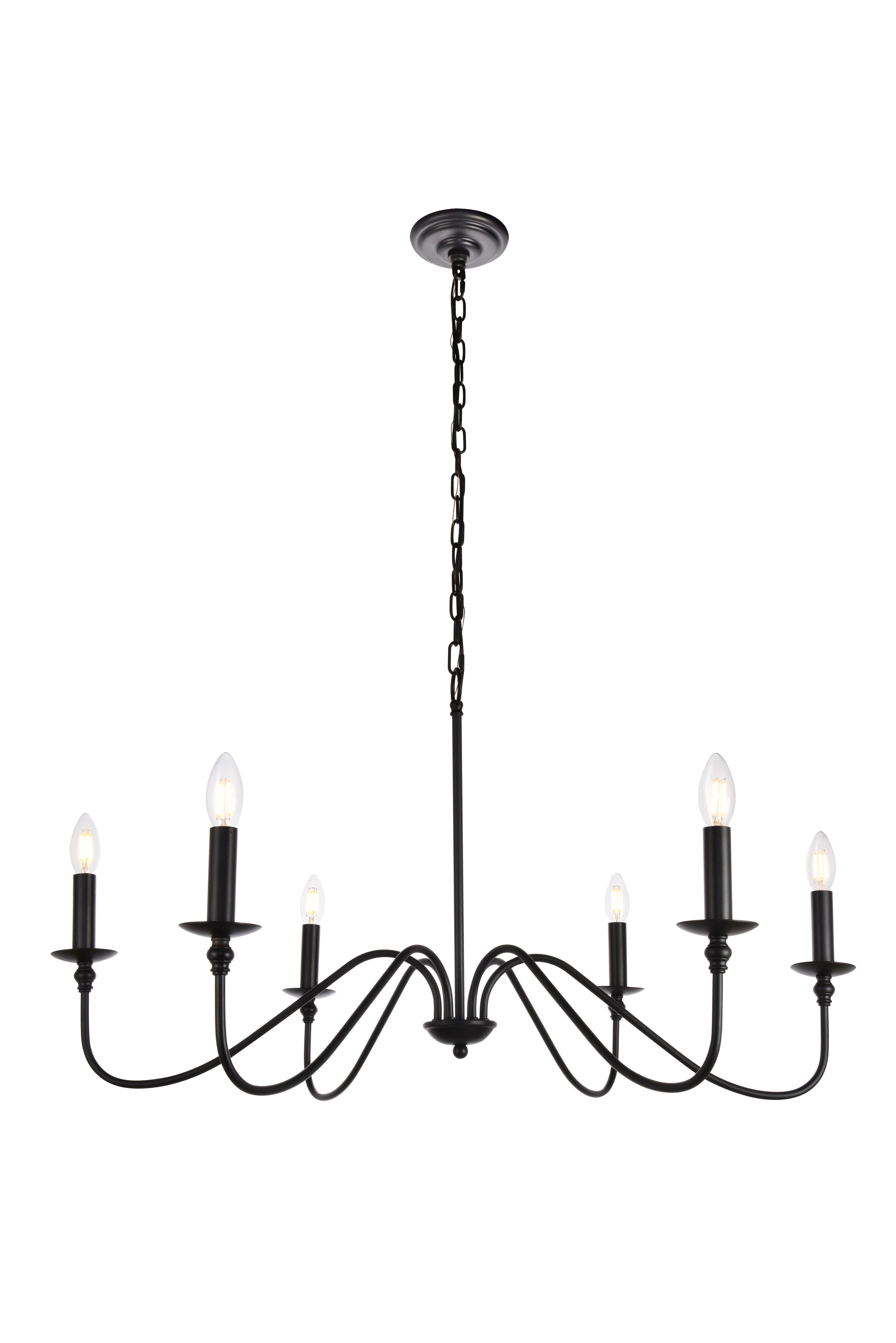 Living District Rohan 6 Light Matte Black Chandelier, , large