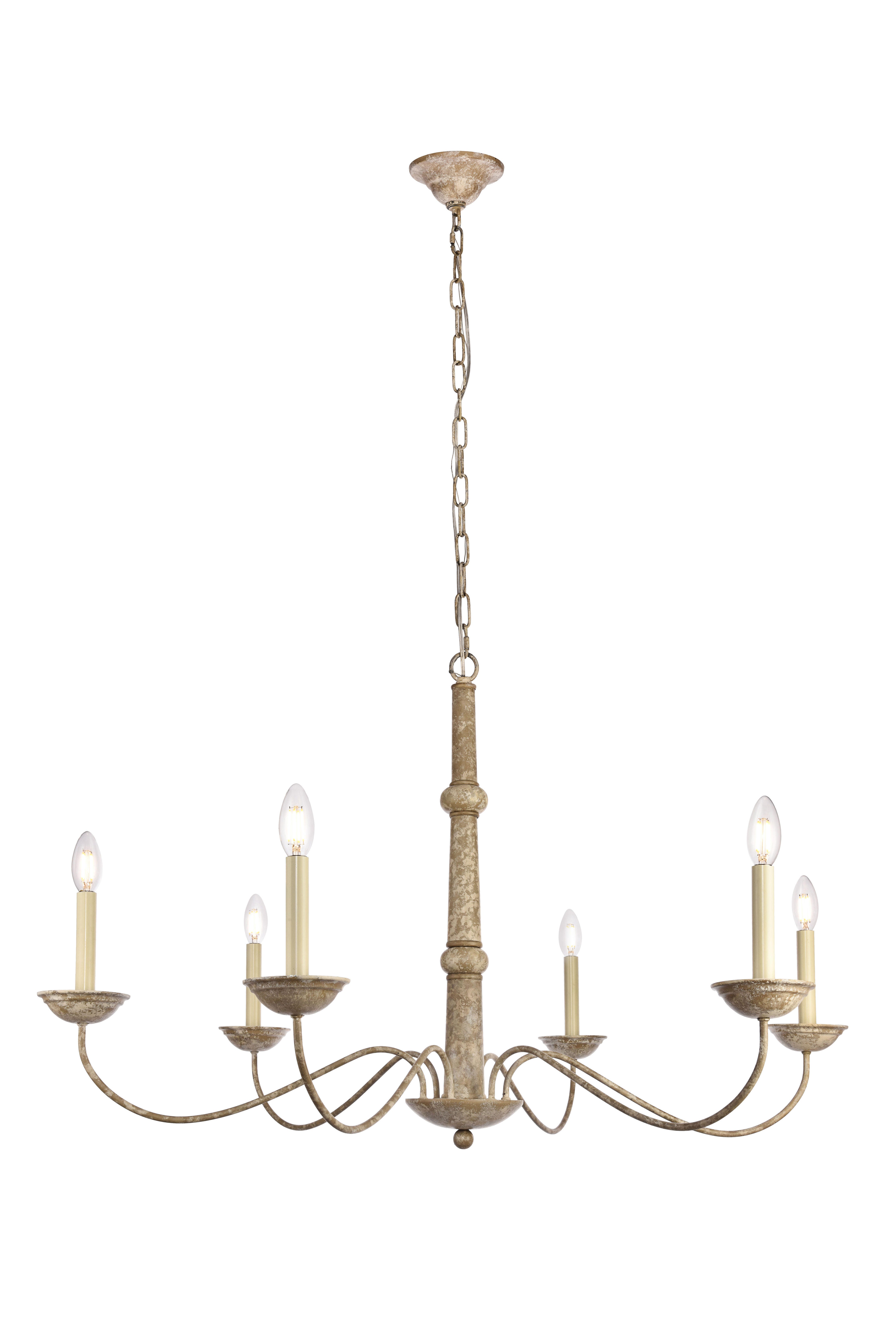 Living District Merritt 6 Light 39.8" Weathered Dove Chandelier, , large